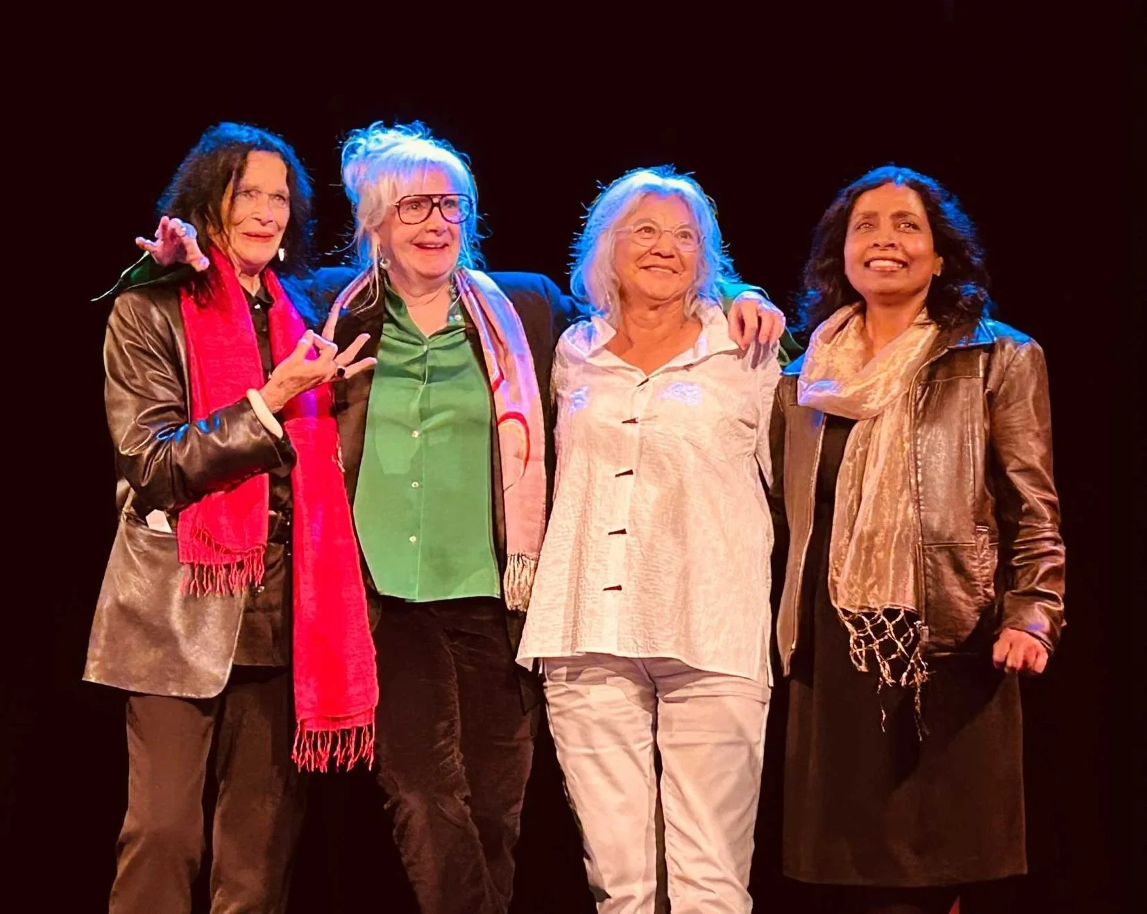 Anne Waldman, Sheri-D Wilson, Louise Bernice Halfe – Sky Dancer, Clara A.B. Joseph following a reading as part of the Wise Women Festival in Calgary, Canada, September 18, 2026, Photo by HR Hegnauer.