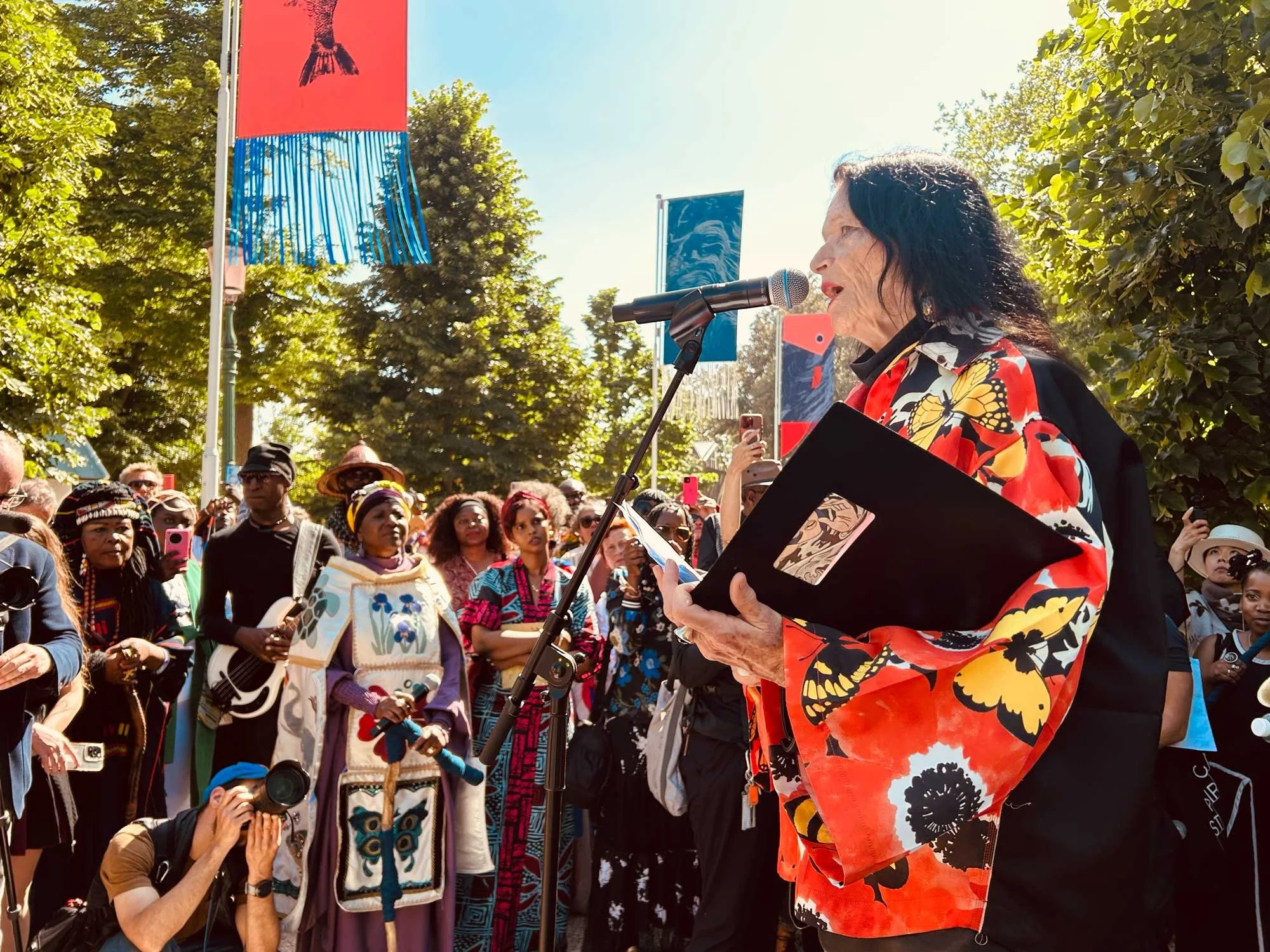 Anne Waldman performing at the Venice Biennale for the Poets Caravan. Venice, Italy. May 7, 2026. Photo by HR Hegnauer.