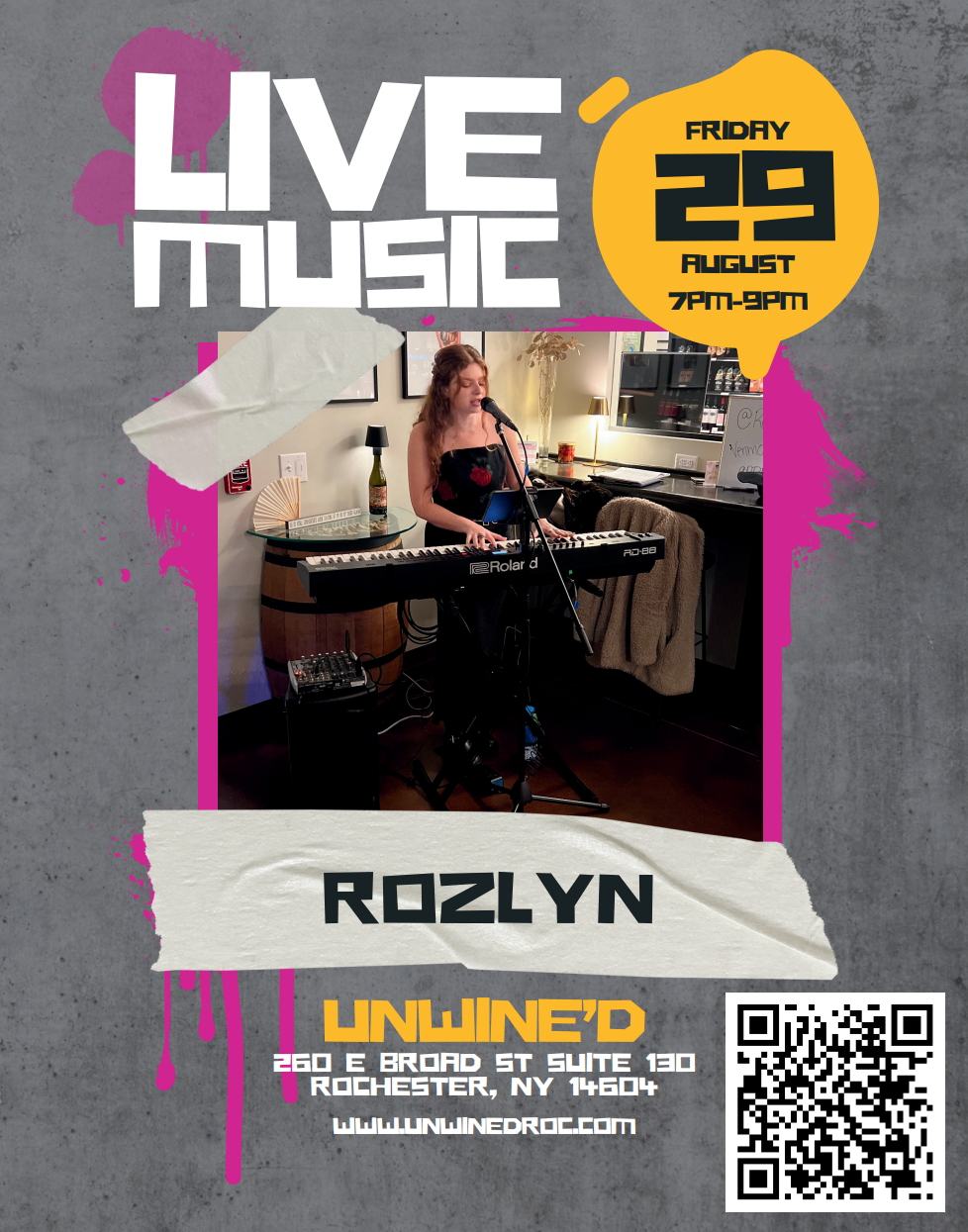 LIVE MUSIC EVENT! Friday, August 29th - 7-9pm