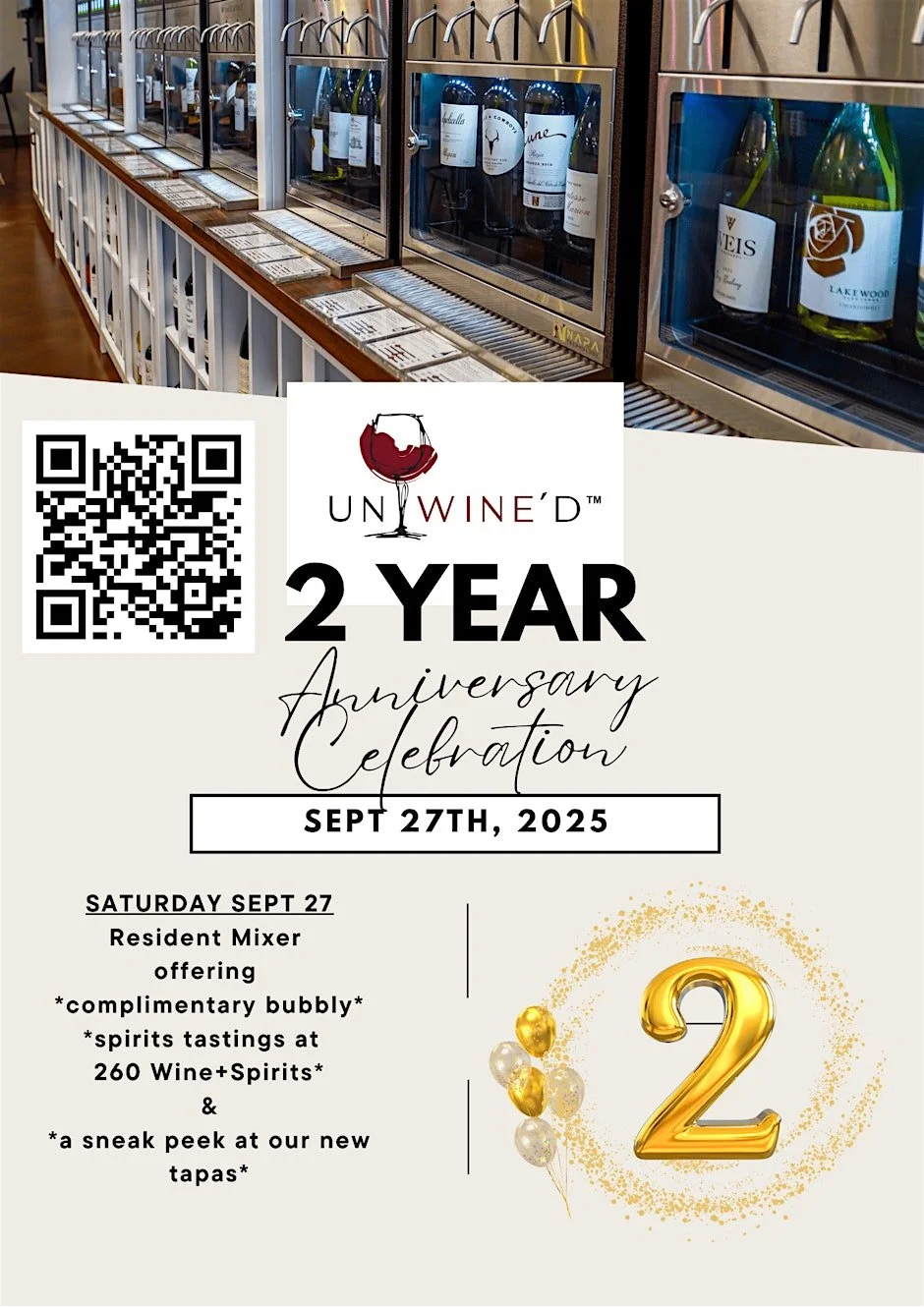 Unwine'd and 260 Wine + Spirits 2 year anniversary celebration!