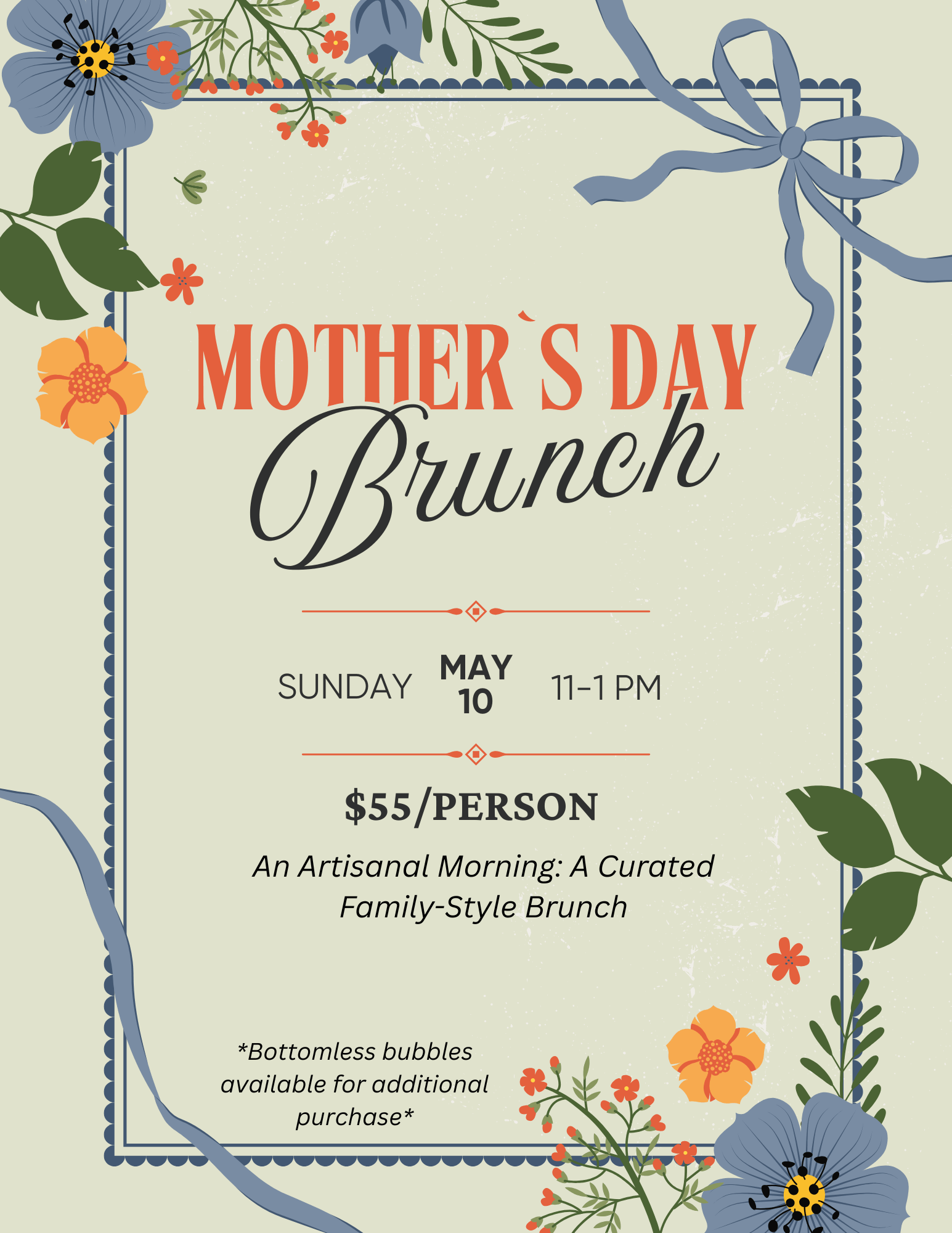 Mother’s Day Brunch Buffet + Bottomless Bubbles