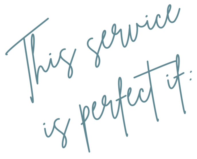 Text saying 'This service is perfect it' in a handwritten font.