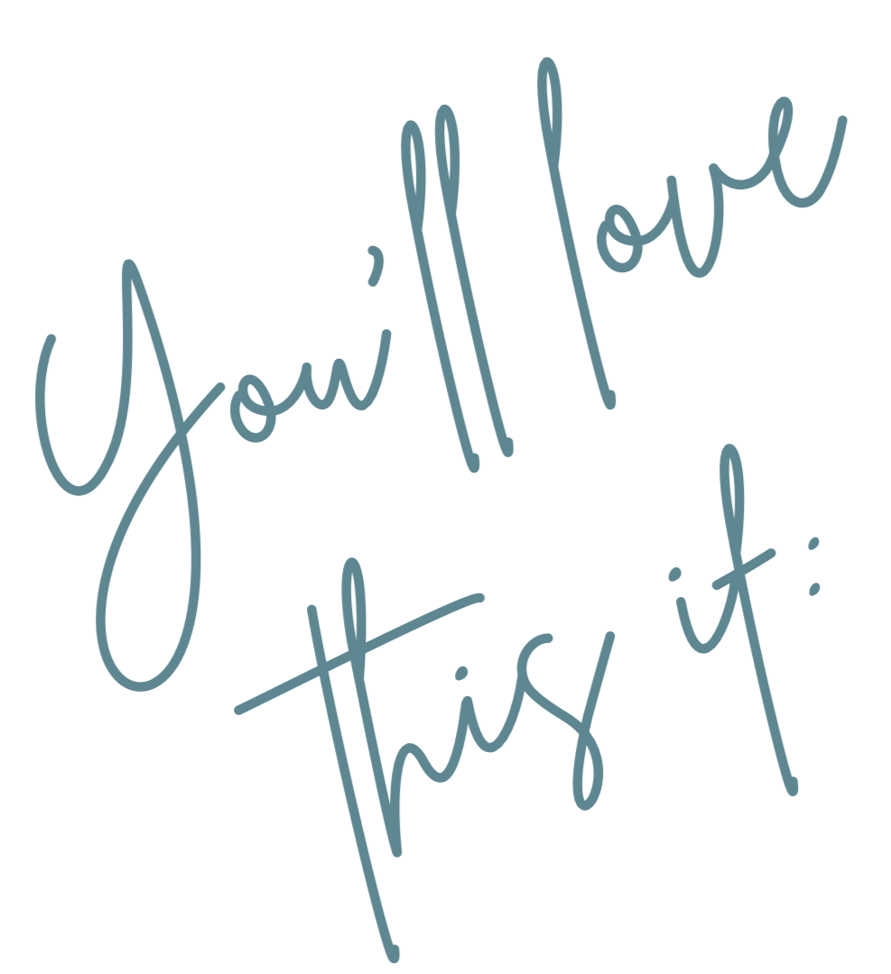 The quote 'You’ll love this' written in a stylized, cursive font with a playful, handwritten appearance.