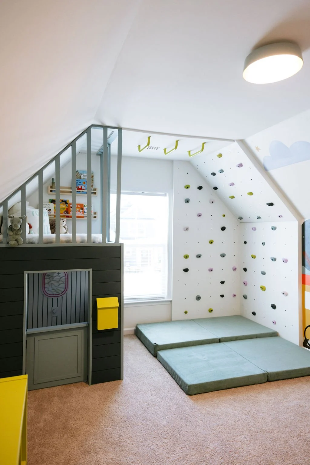 playroom inspiration, playroom inspo, montessori playroom, rockwall, monkey bars