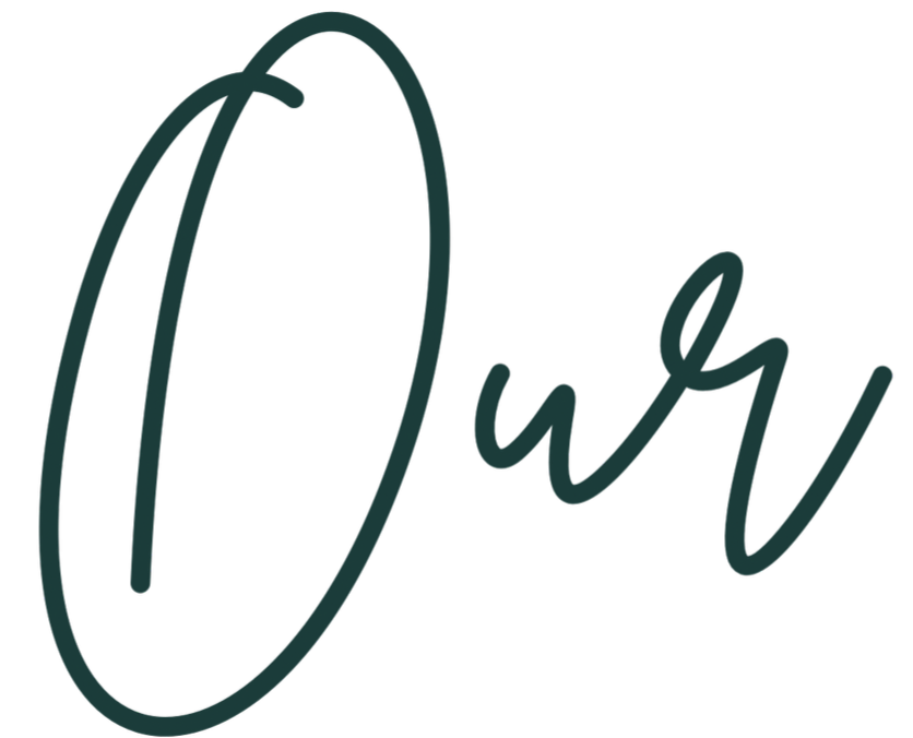 The image features the word "Our" written in a cursive, stylized font with a dark teal color on a black background.