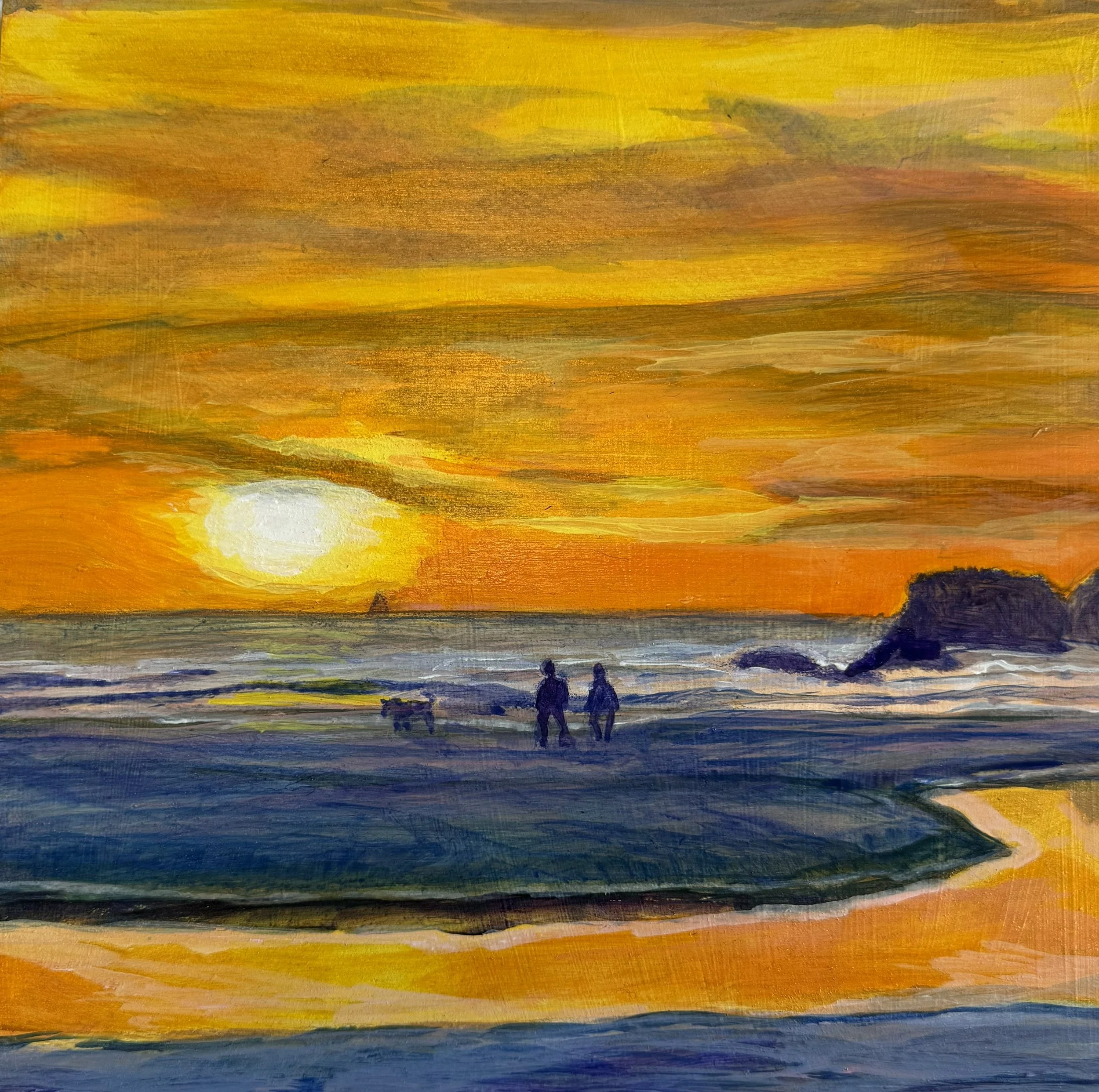 Big River Beach Sunset painting by Debra Lennox