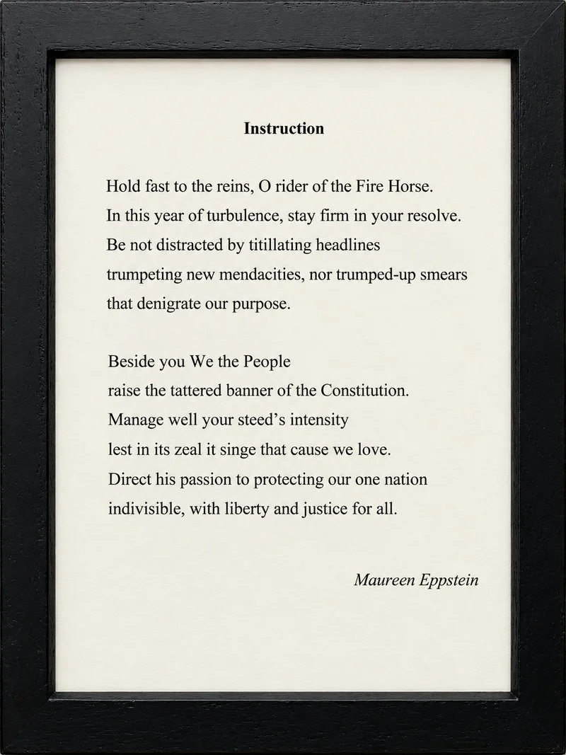 Poem in black ink on white background with black frame