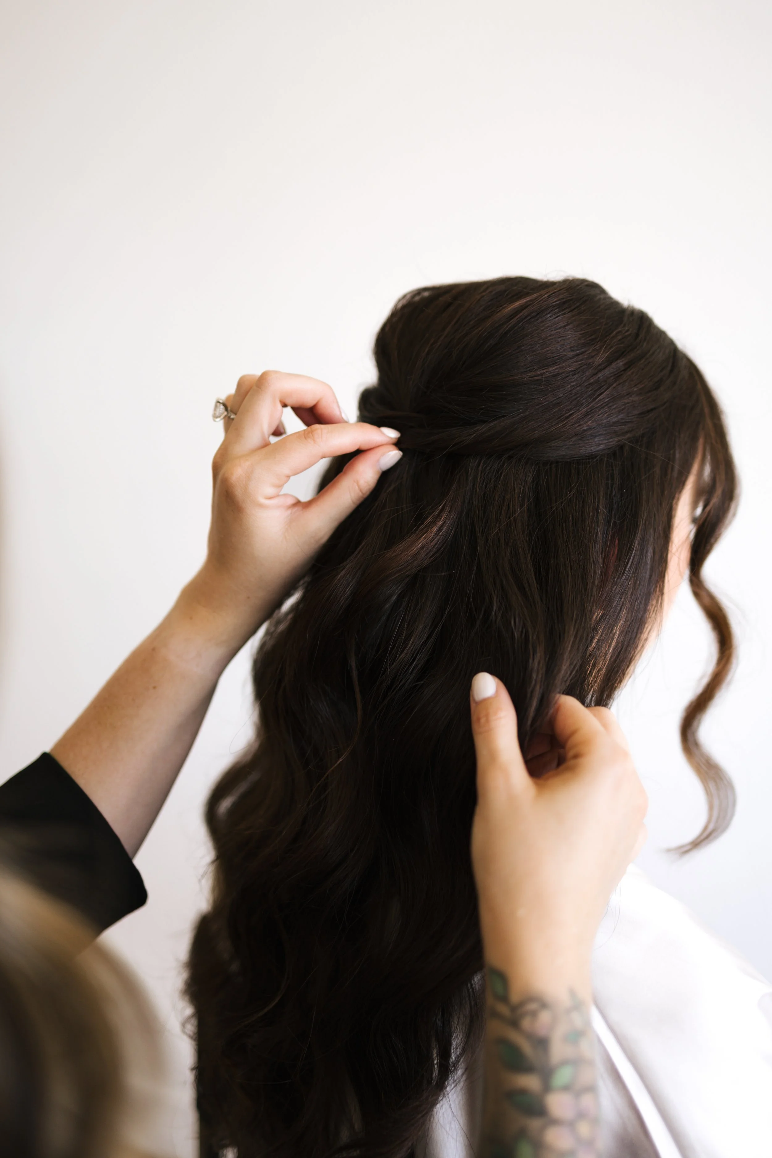bride getting her hair done