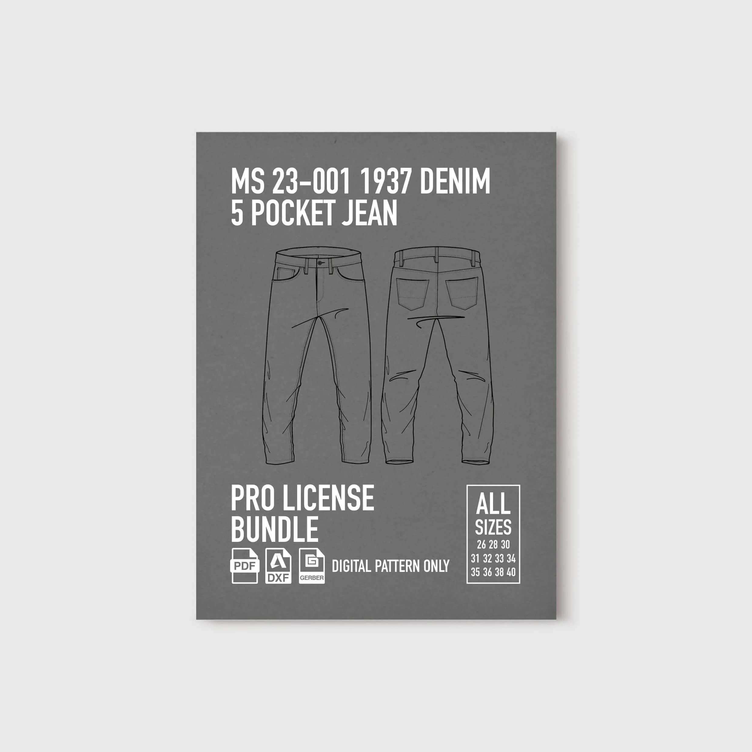 MS 23-001 1937 Denim Pattern | Pro Bundle PDF DXF GERBER