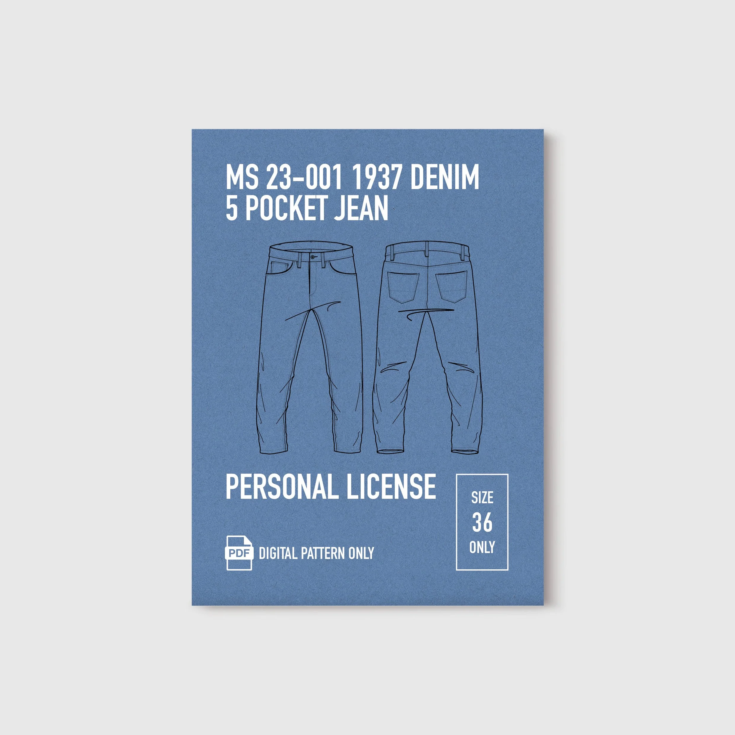 MS 23-001 1937 Denim Pattern | SIZE 36