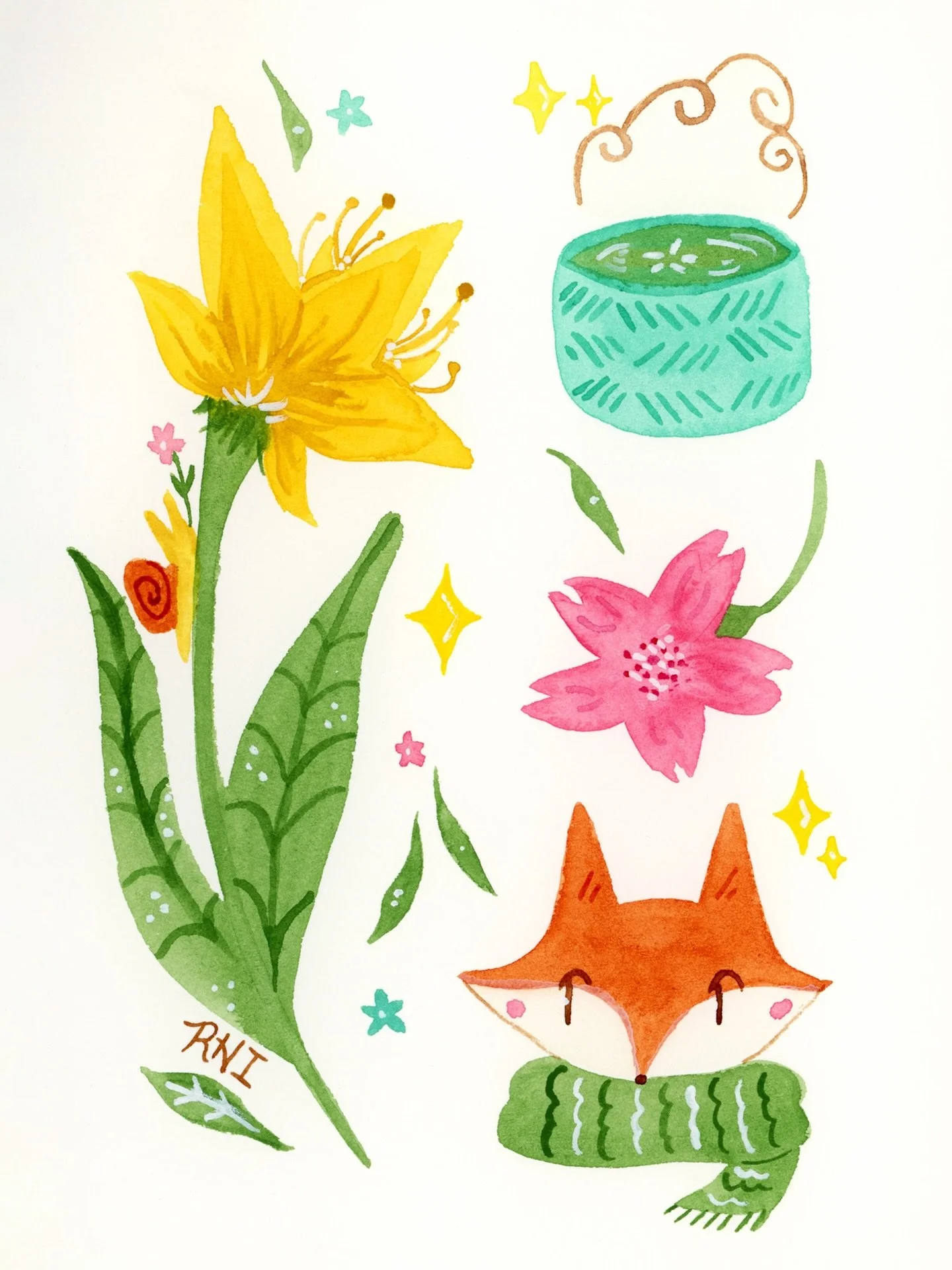 It&rsquo;s been a couple of days but spring is finally here! 🌷

A simple watercolour to celebrate 🌸🦊🌱