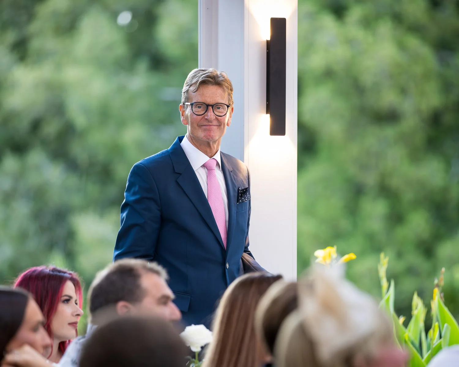 A guest gives a speech at the reception