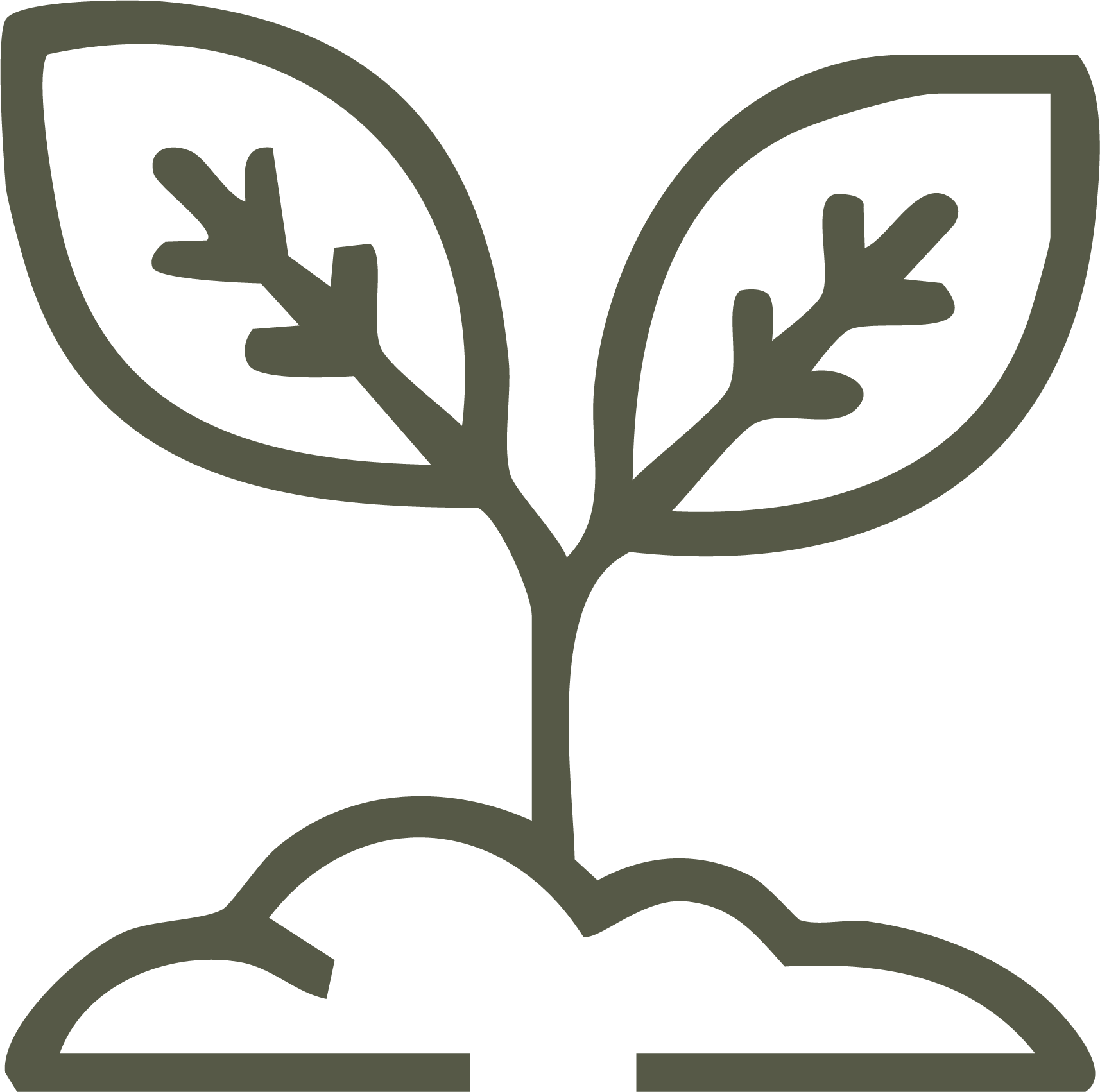 A line drawing of a baby plant