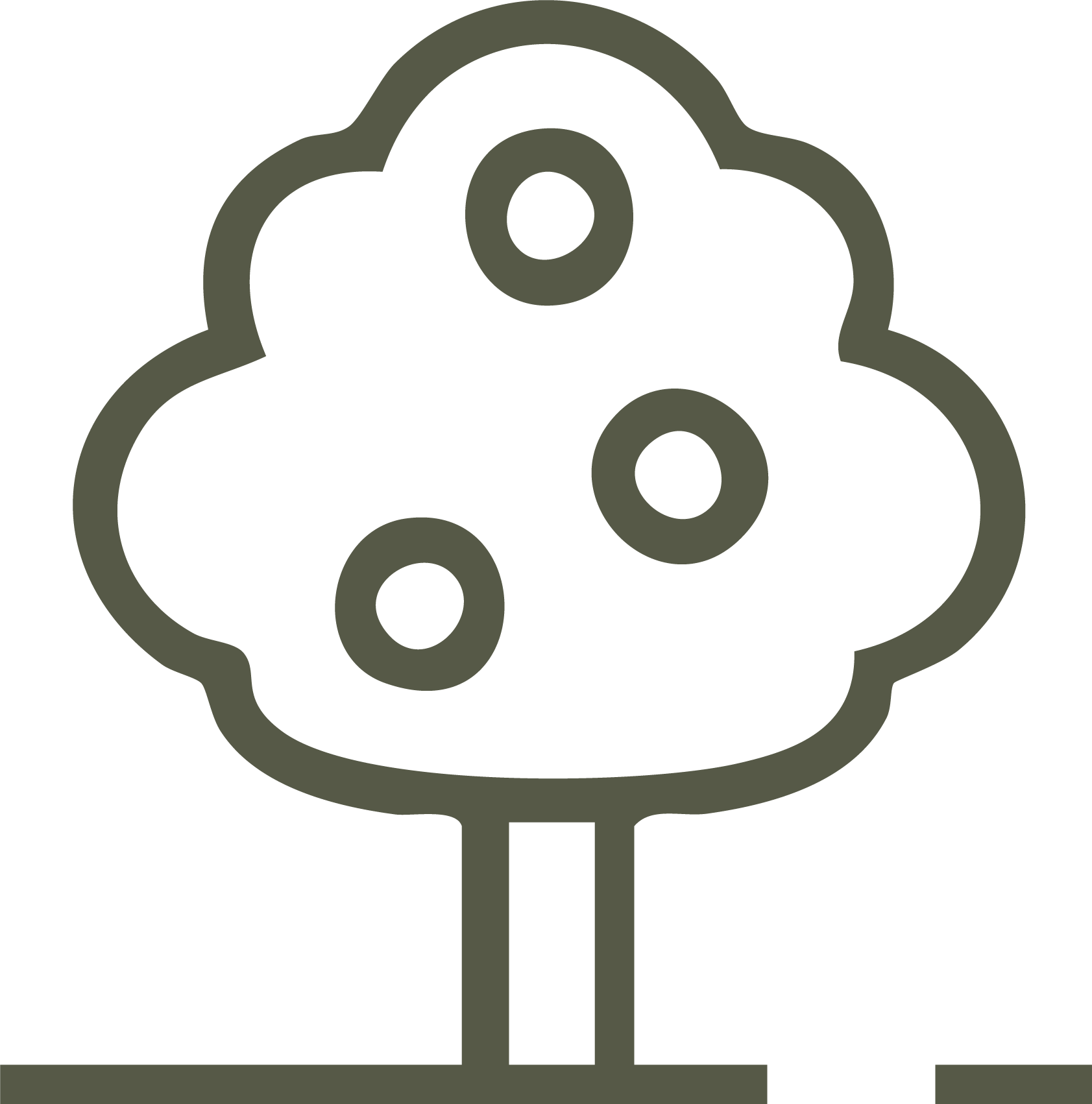 A line drawing of an apple tree