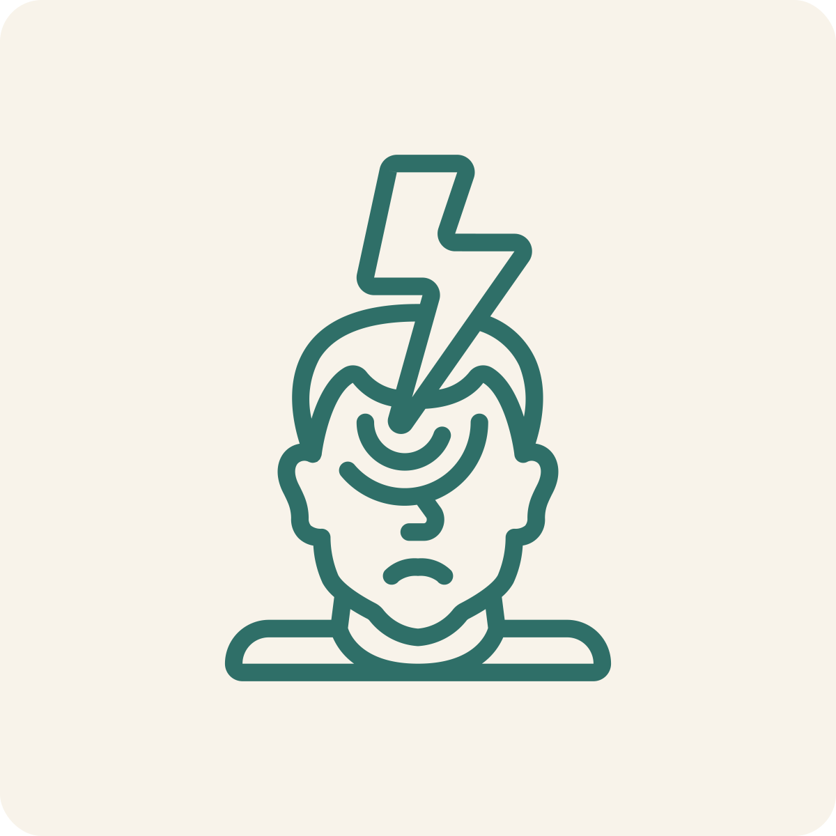 A line drawing of a person with a lightning bolt coming out of the head, indicating stress or mental overload.