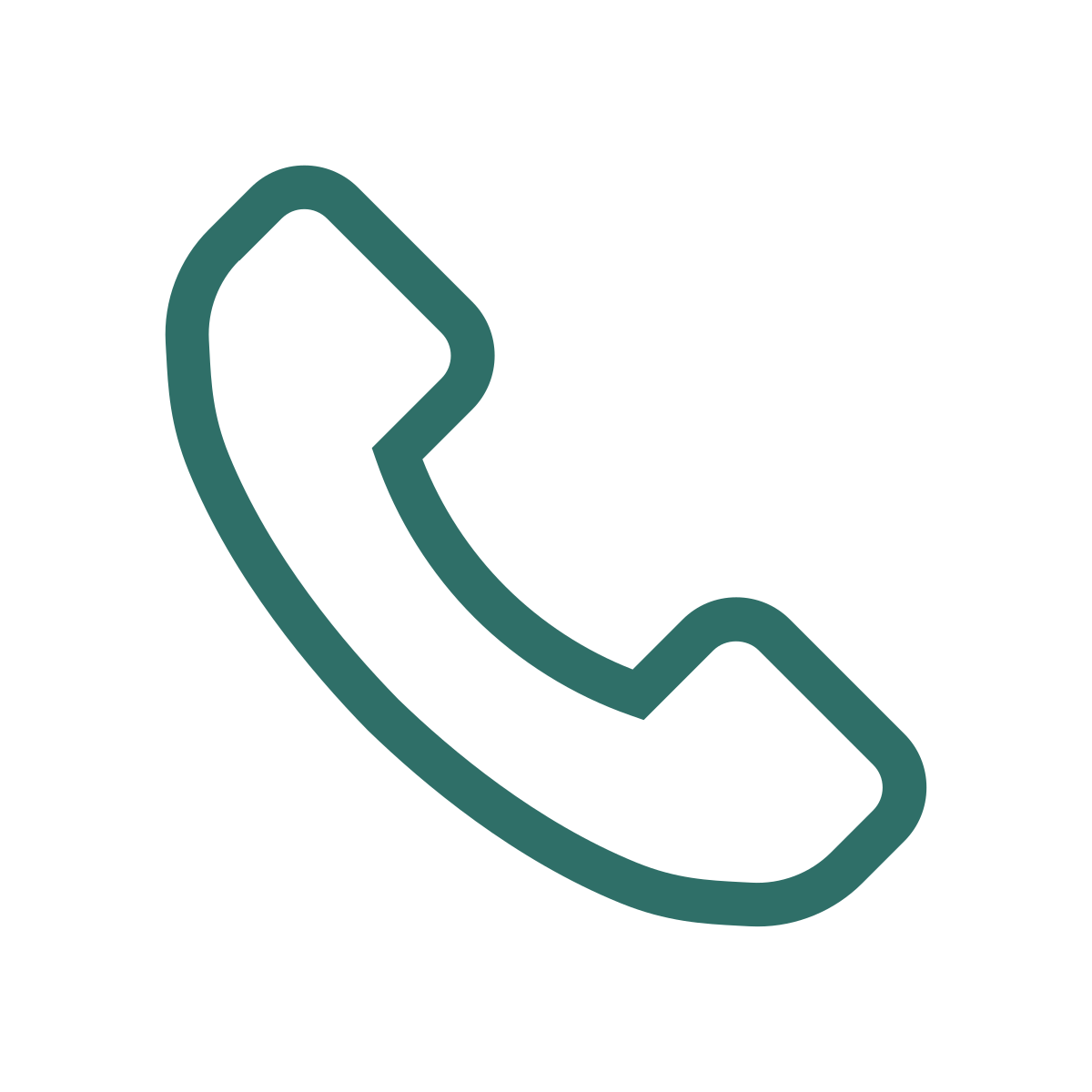 Icon of a telephone receiver in teal color.