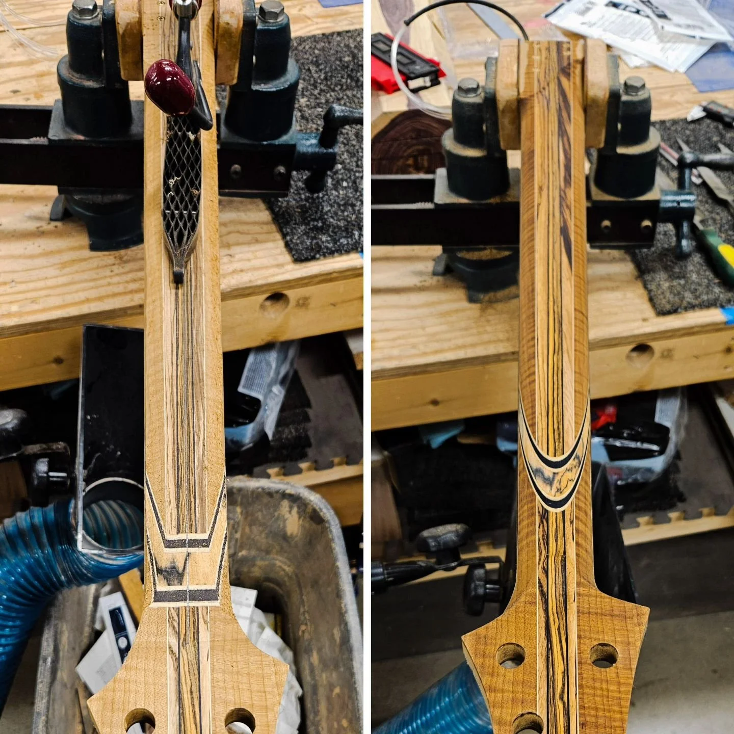 Necks are by far the most labor-intensive part of my builds, but also the most satisfying. Watching the scarf joint round out as I hand carve it is one of my favorite parts of the whole process. And once the neck is done, the finish isn't too far beh