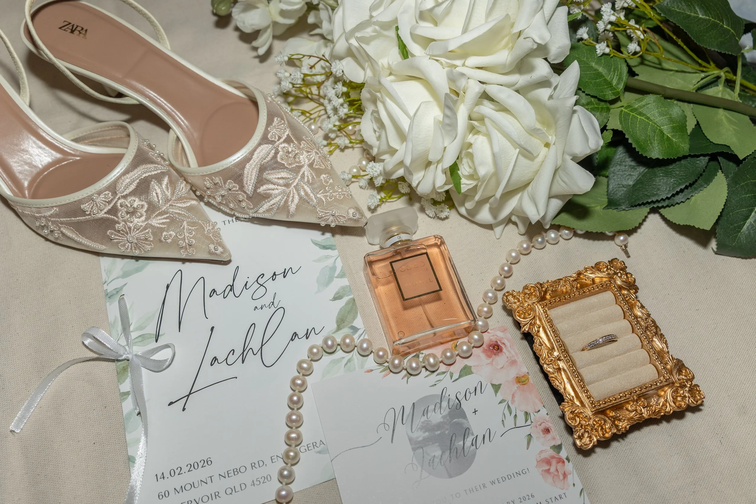 Brisbane wedding detail flatlay 