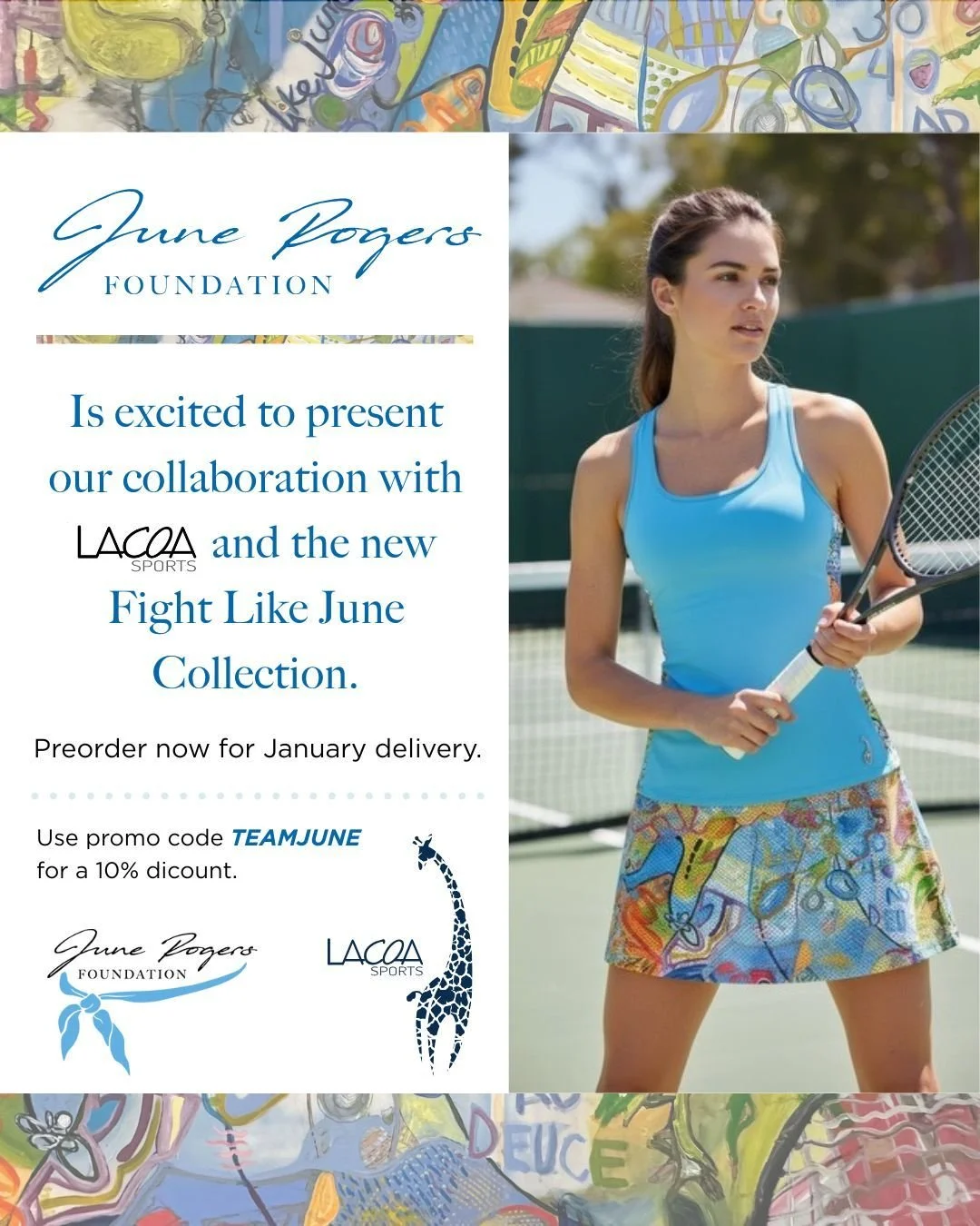 We couldn't be more excited!!! Check out the new Fight Like June Collection @lacoasports!

Don't forget to use promo code TEAMJUNE!!

#lacoasports #fightlikejune #servingforthefight