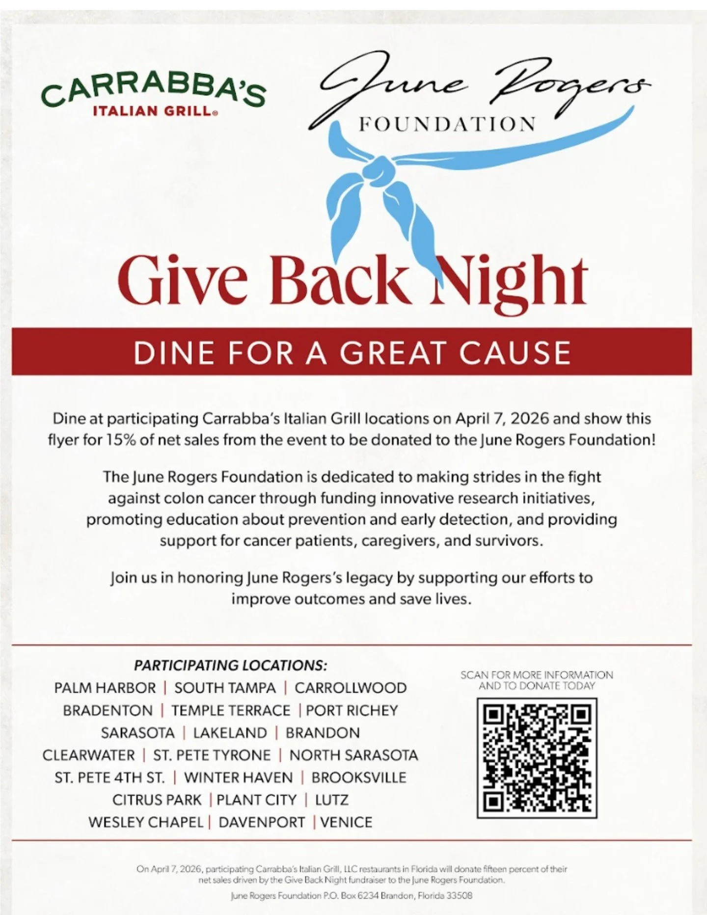 Last chance to Give Back! See you Tuesday! 
#dineforagreatcause