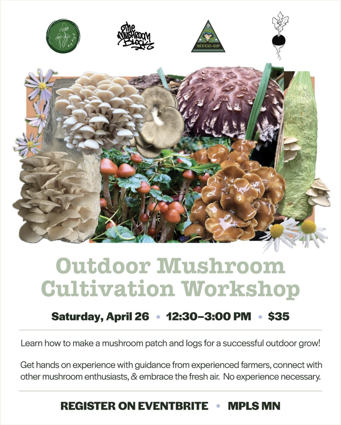 Outdoor mushroom growing workshop