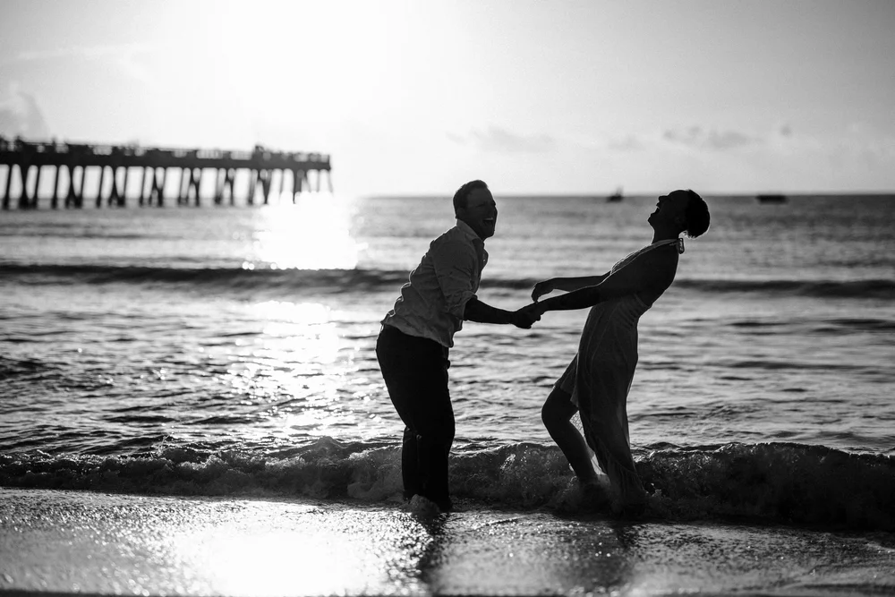 Couple on the beach at sunset