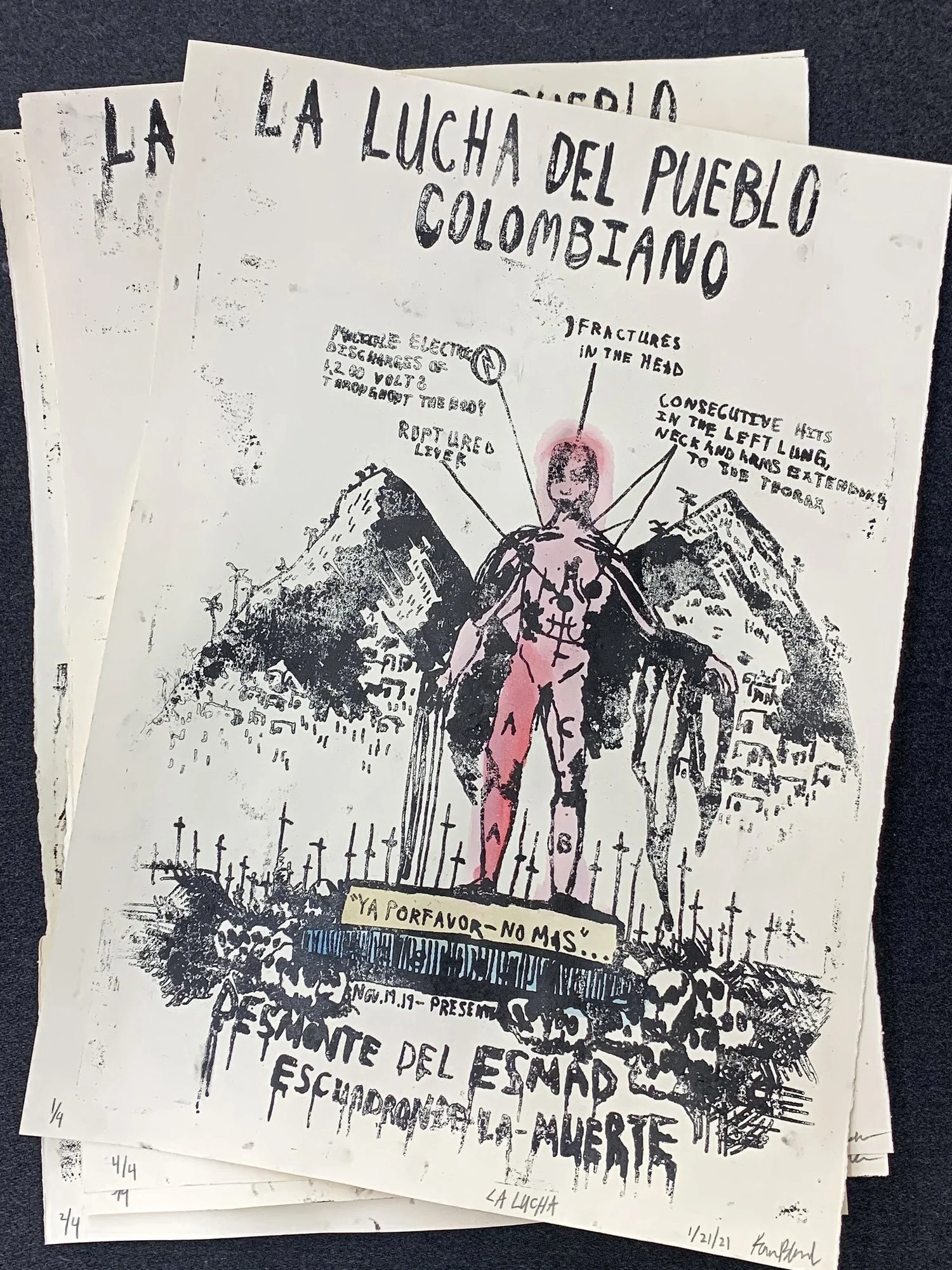 LA LUCHA ( 4 EDITIONS ), 2020
pronto plate print and watercolor on paper
16 x 24 in