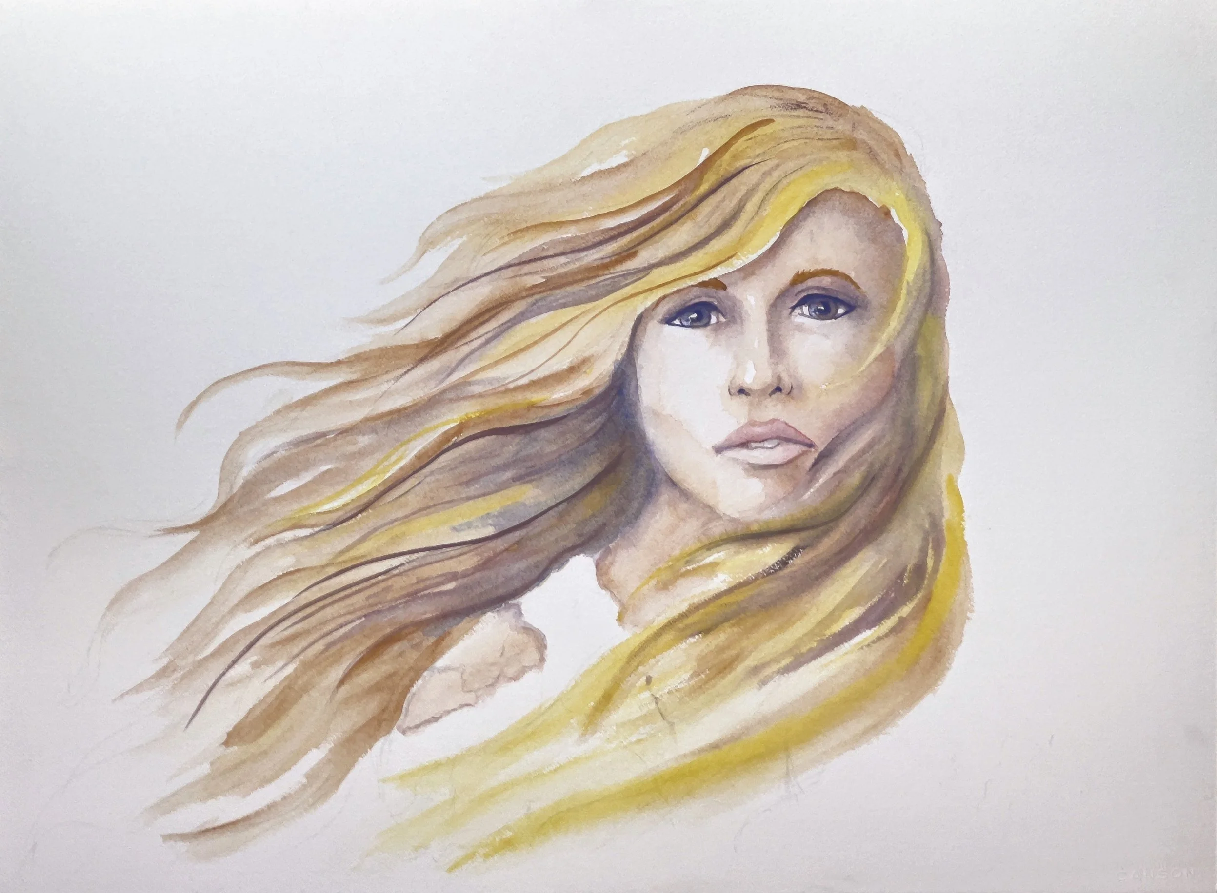 Thoughtful Breeze - 22" x 30" Watercolor - Contact for Price