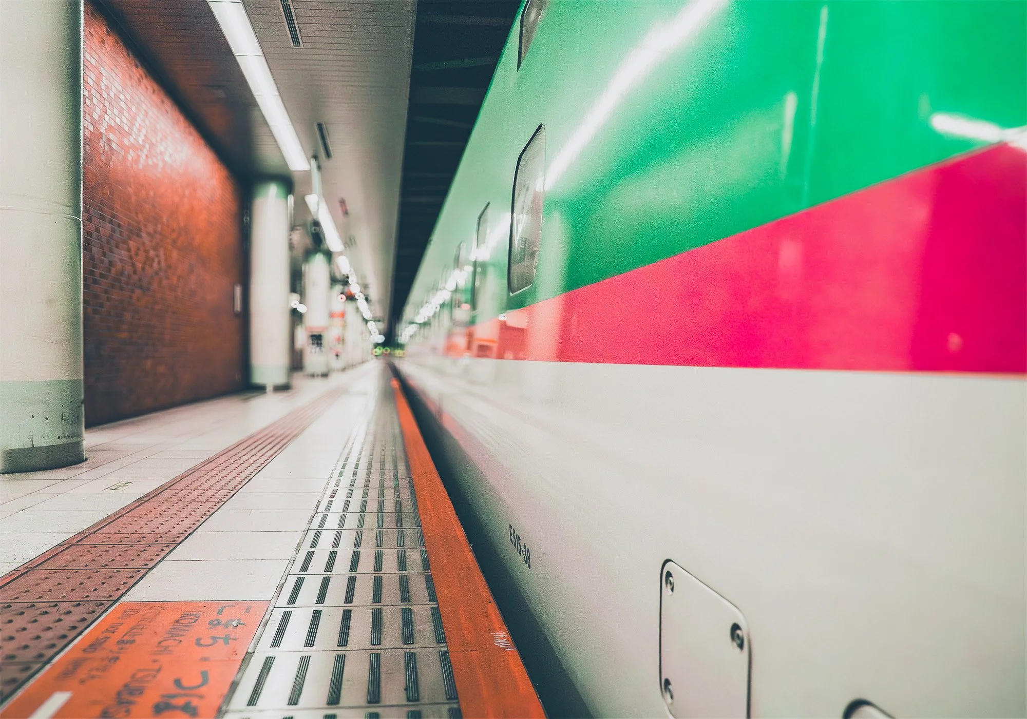 Bullet train boarding in Tokyo, Japan.