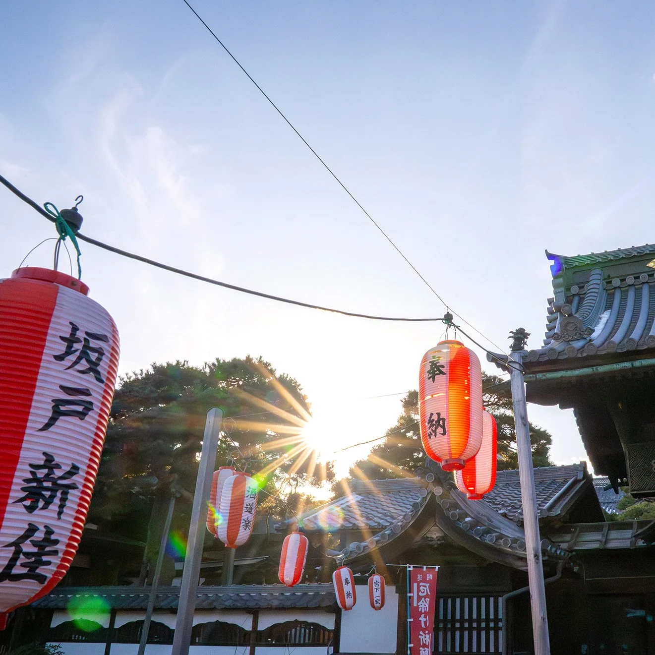 Sunset outside Zenko-ji Temple, Nagano City, Japan.