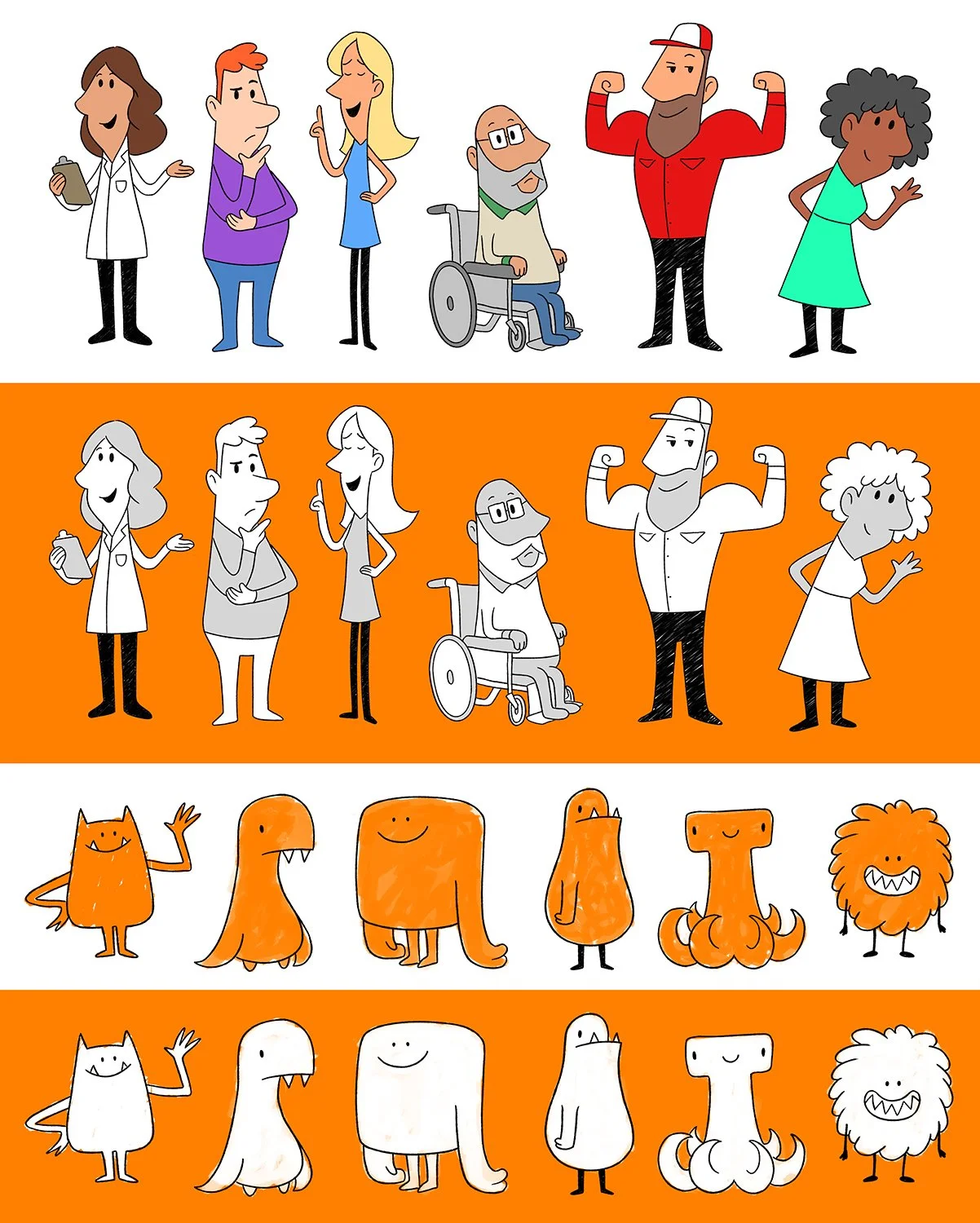 Character designs for a health company