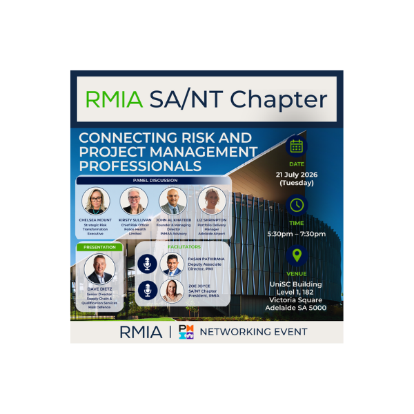 RMIA SA/NT Chapter &amp; PMI Joint Networking Event | Connecting Risk and Project Management Professionals