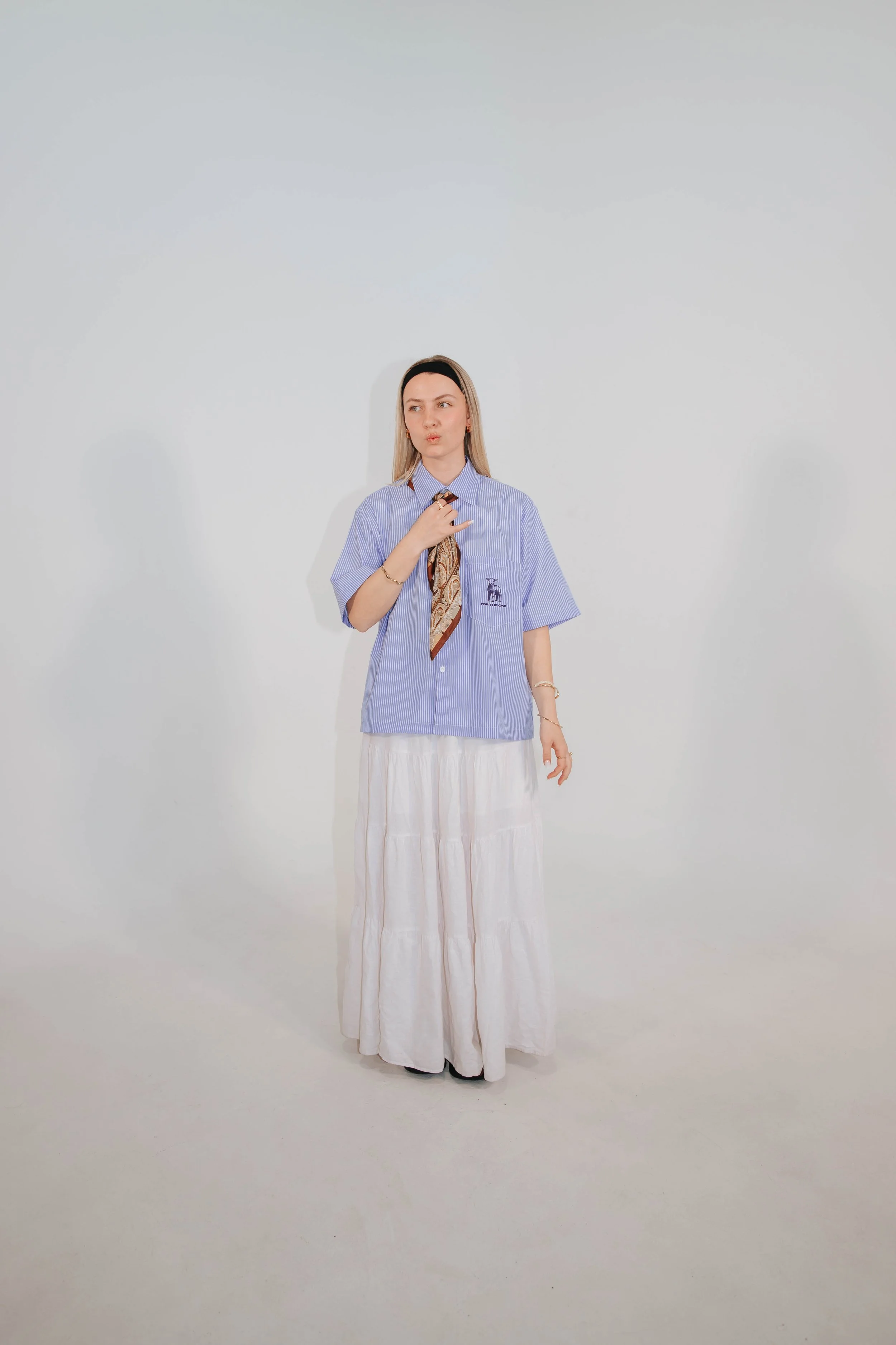 For The One Button Up | Blue Pinstripe