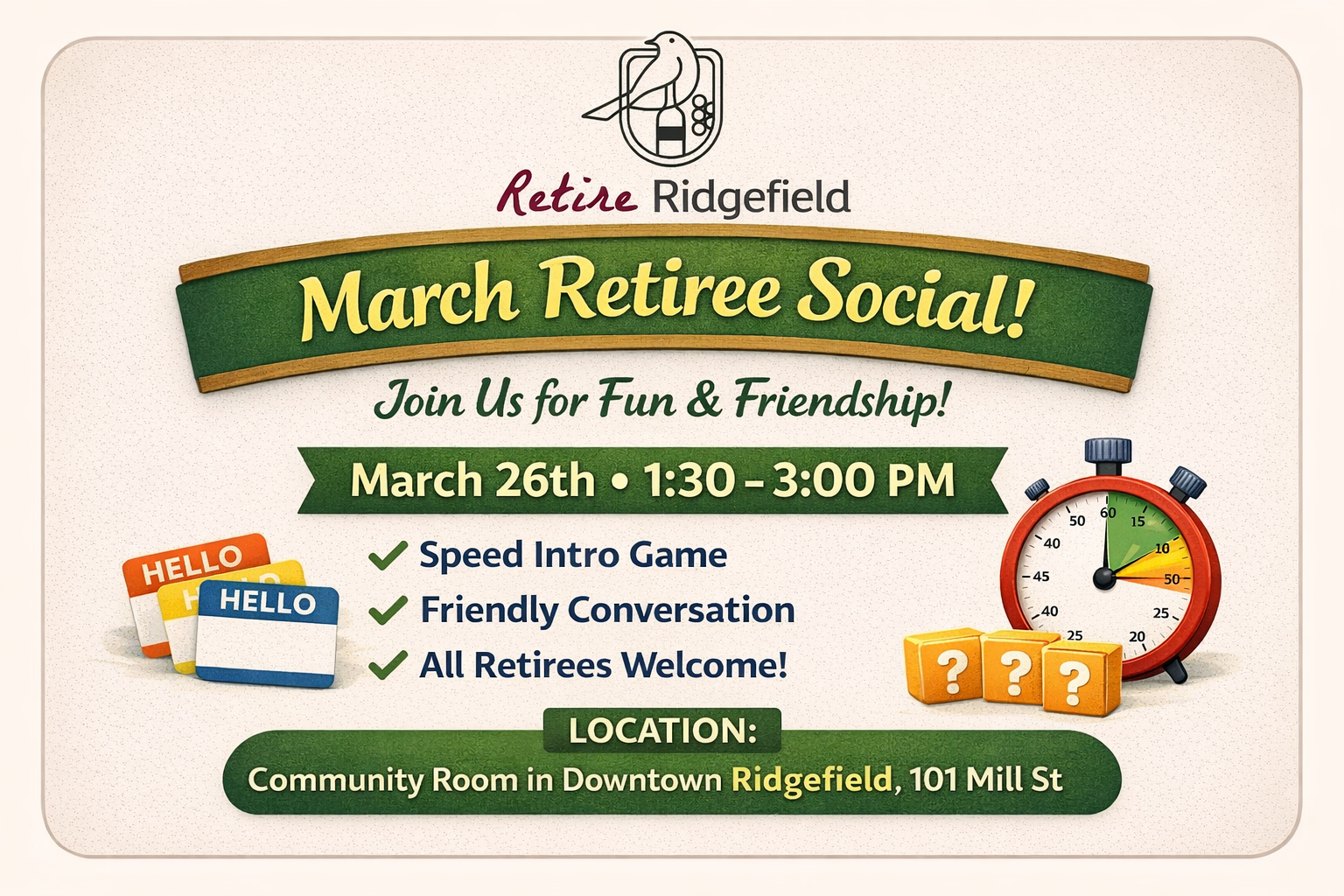 RetireRidgefield March Social