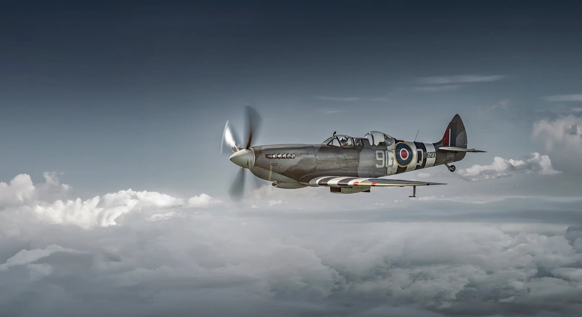 Spitfire warbird aircraft in flight