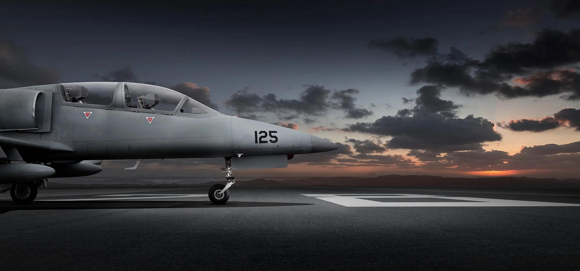 Aviation Photography of Jet on runway at night.