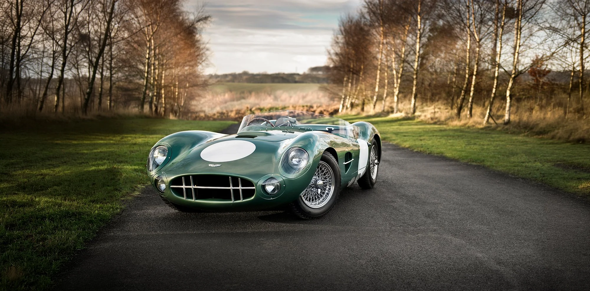 Aston Martin DBR1 on country road