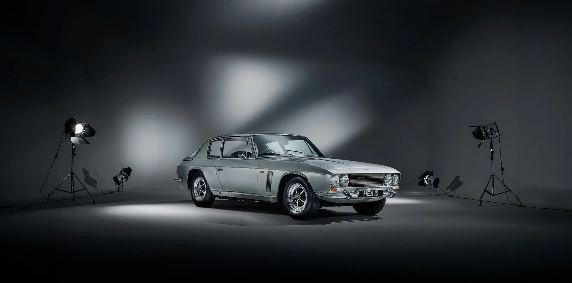 Jensen Interceptor in a photographic studio being photographed buy Tim Wallace