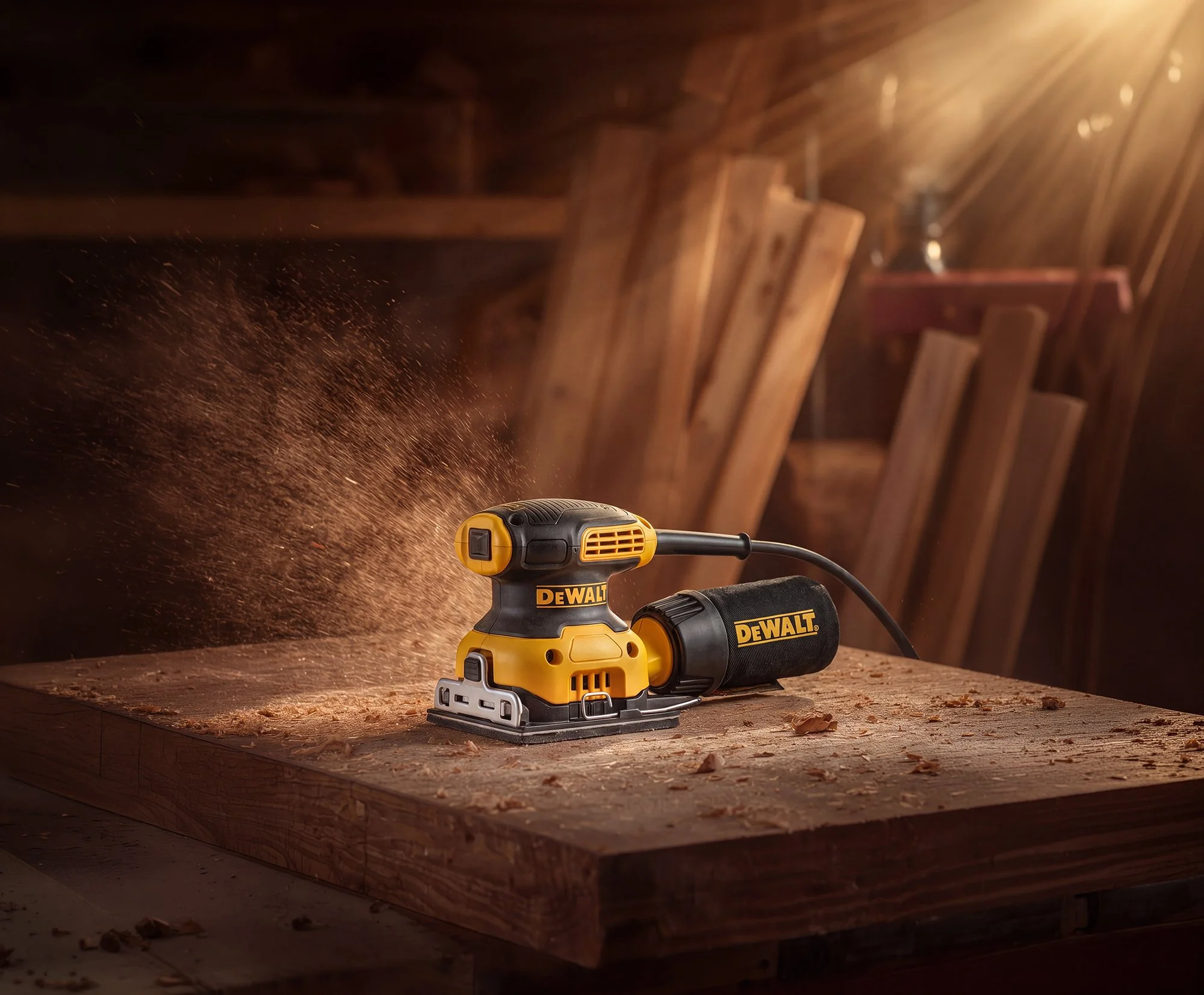 Sander Power tool sat on workbench