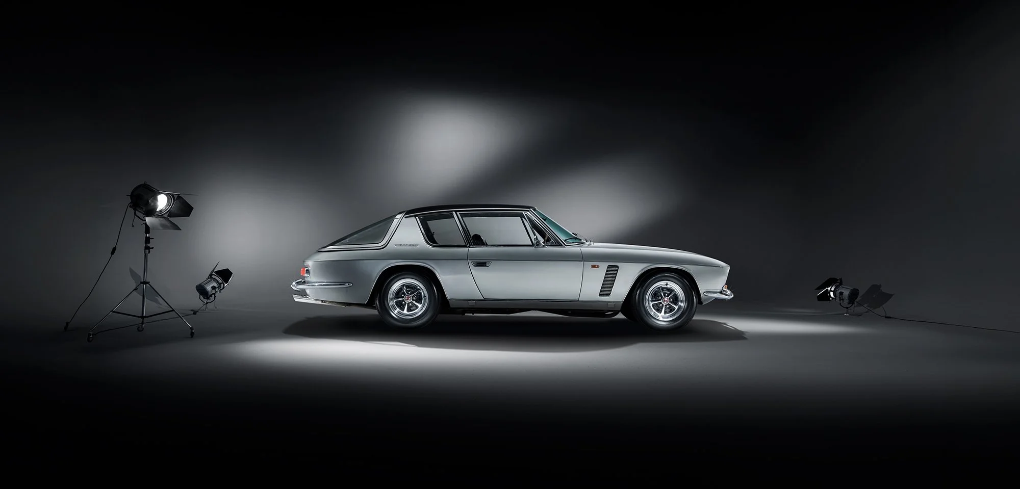 Jensen Interceptor side profile view in studio