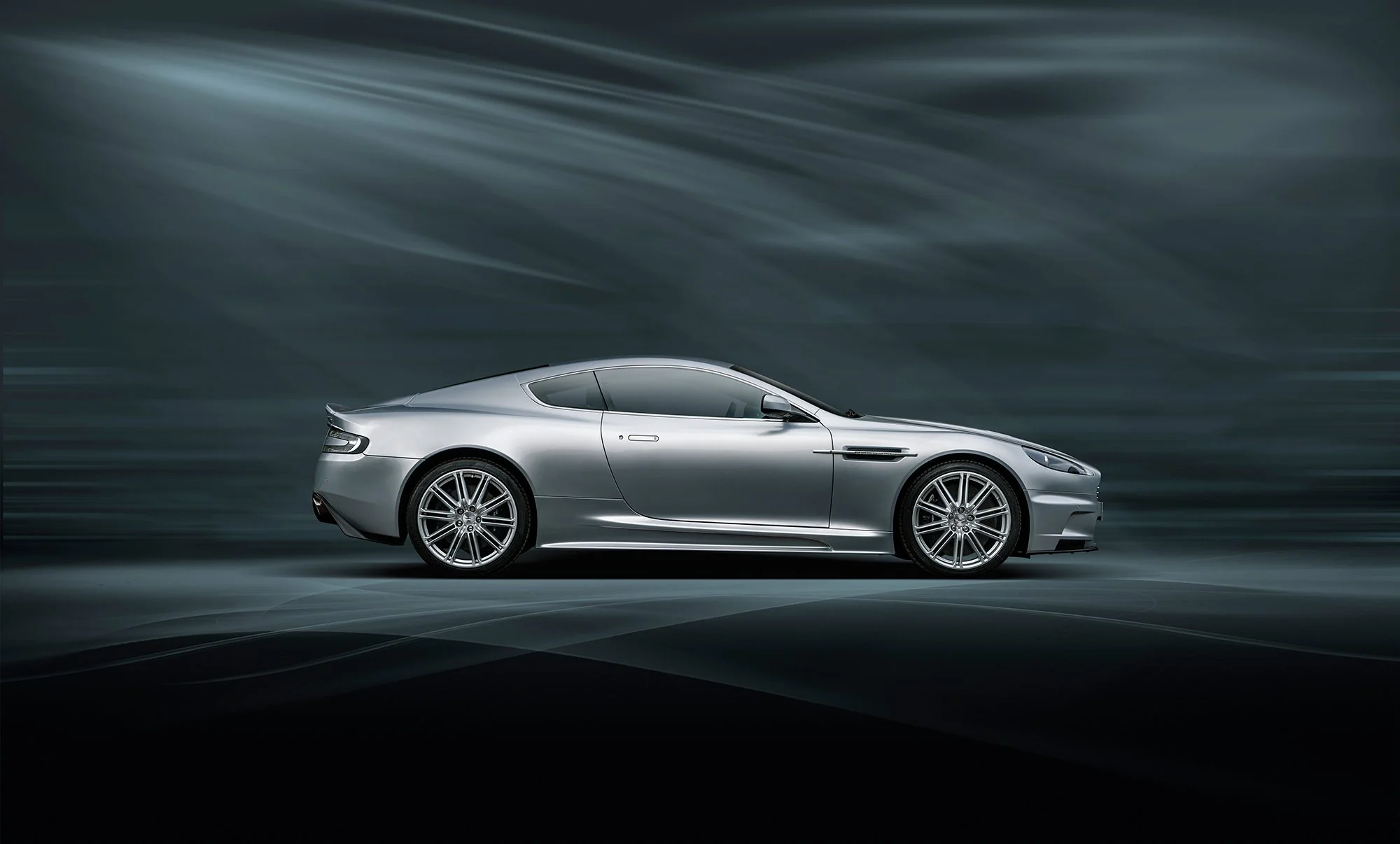 Aston Martin DBS In studio in profile view, car photography