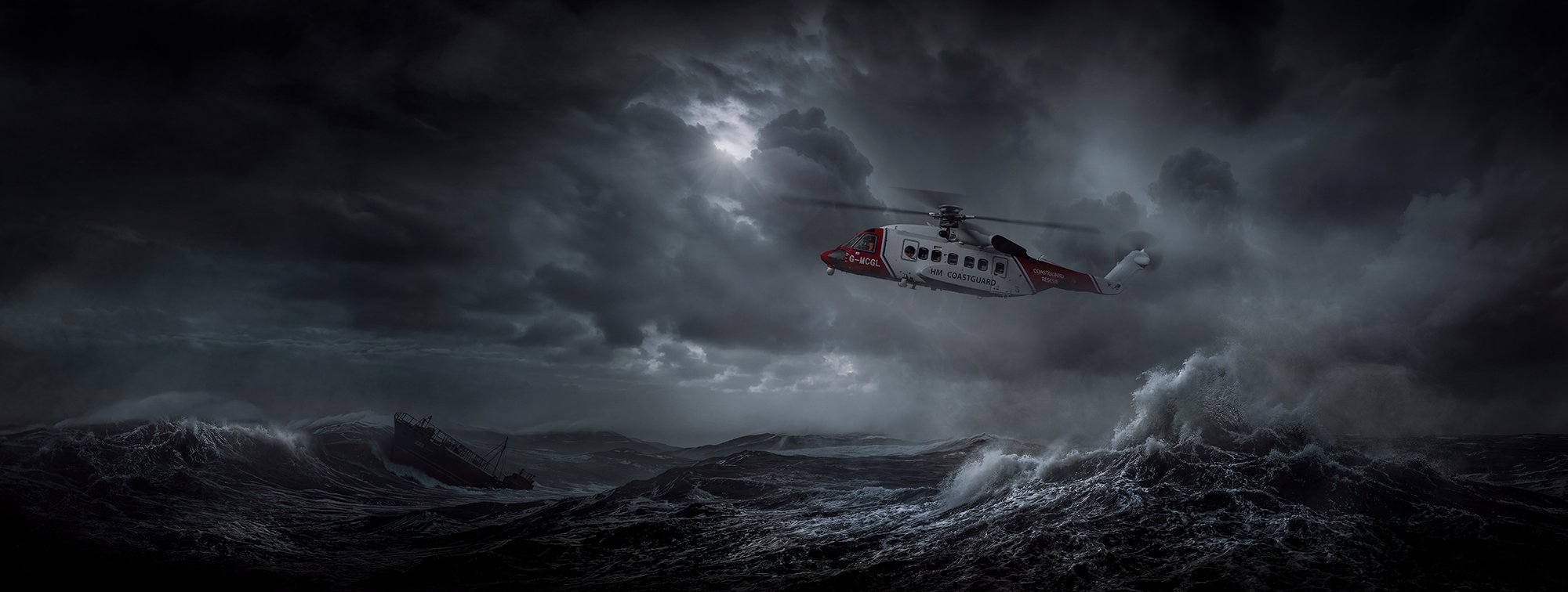 Coastguard SAR Helicopter at sea 
