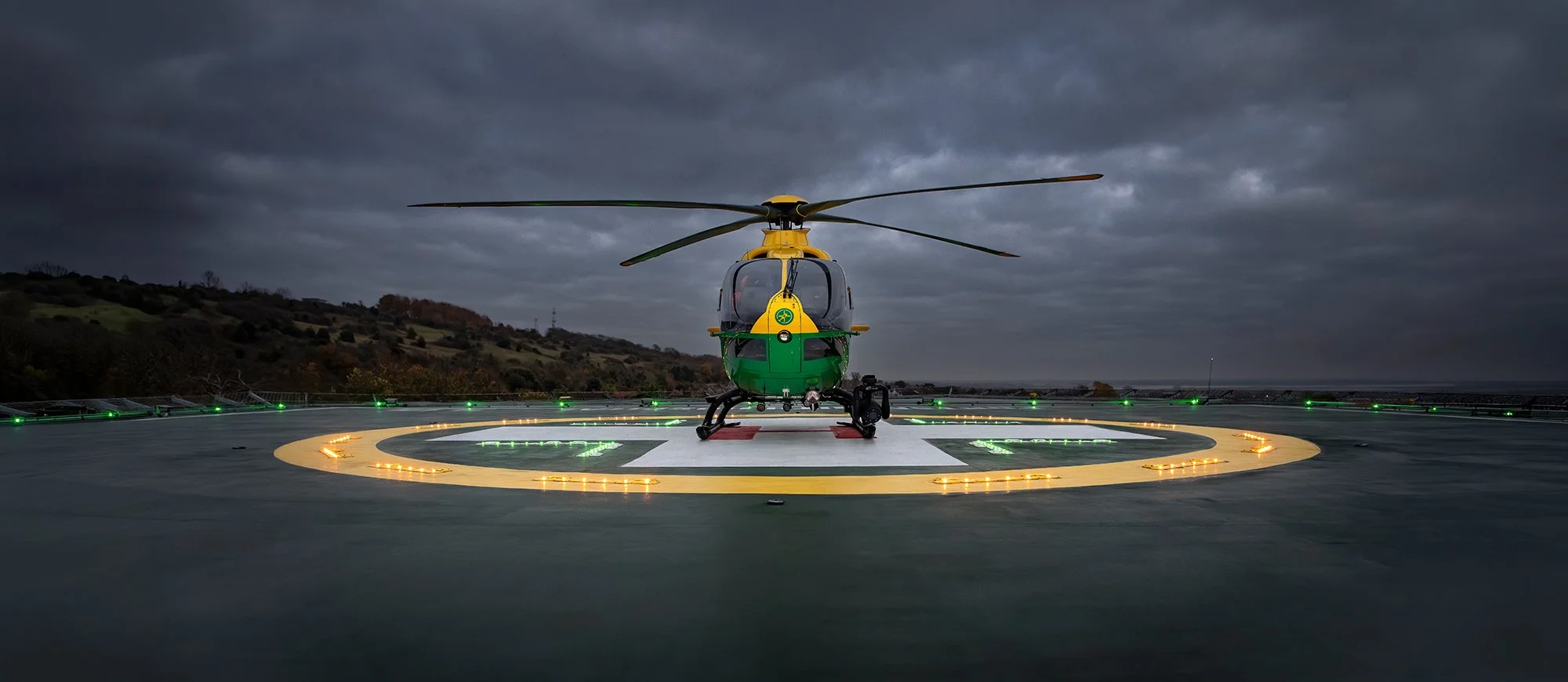 Air Ambulance Helicopter on Hospital Helipad