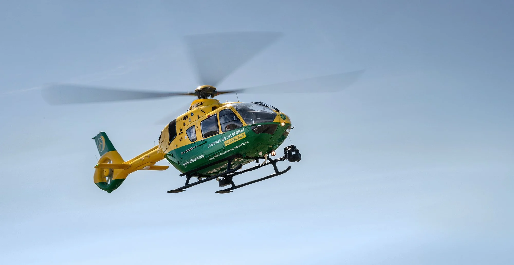 Hampshire Air Ambulance helicopter in flight.