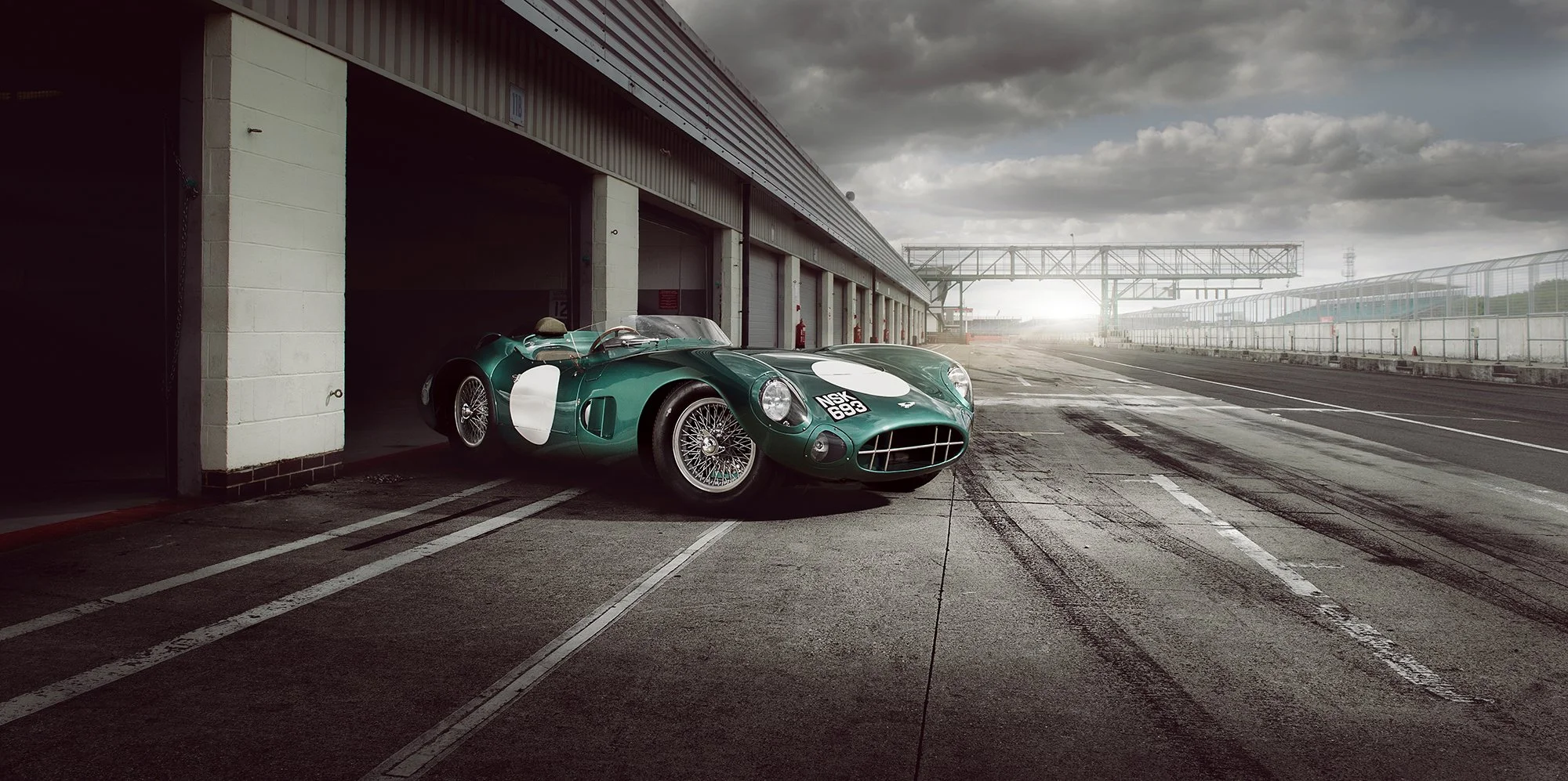 Aston Martin DBR1 in Silverstone Pit Lane