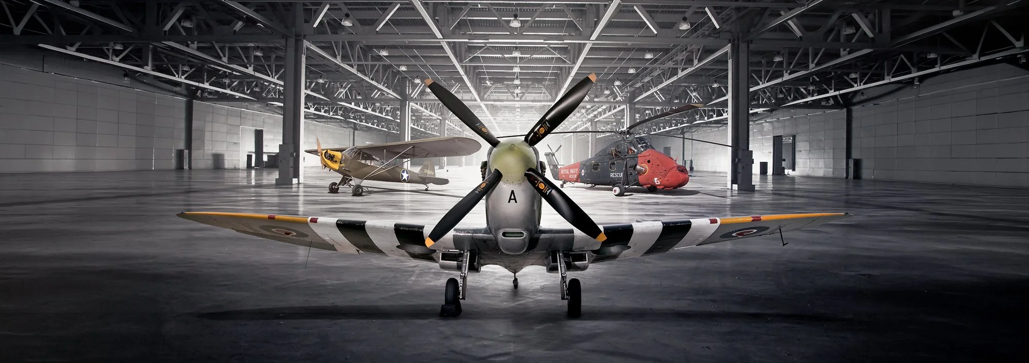 Spitfire in hanger.