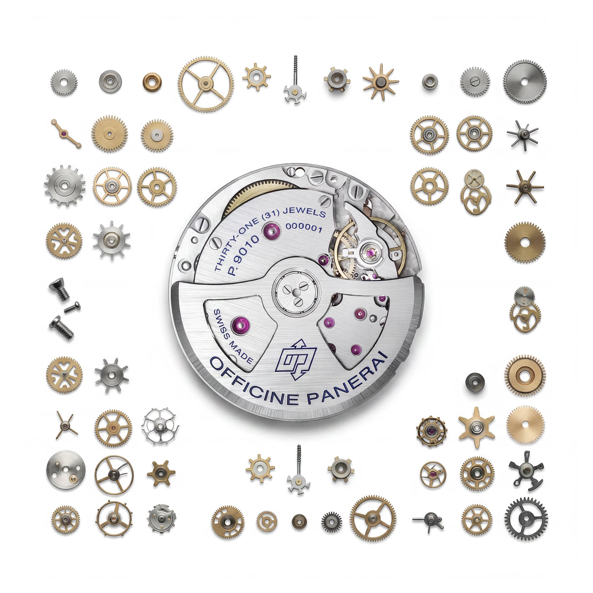 Watch parts on white background.
