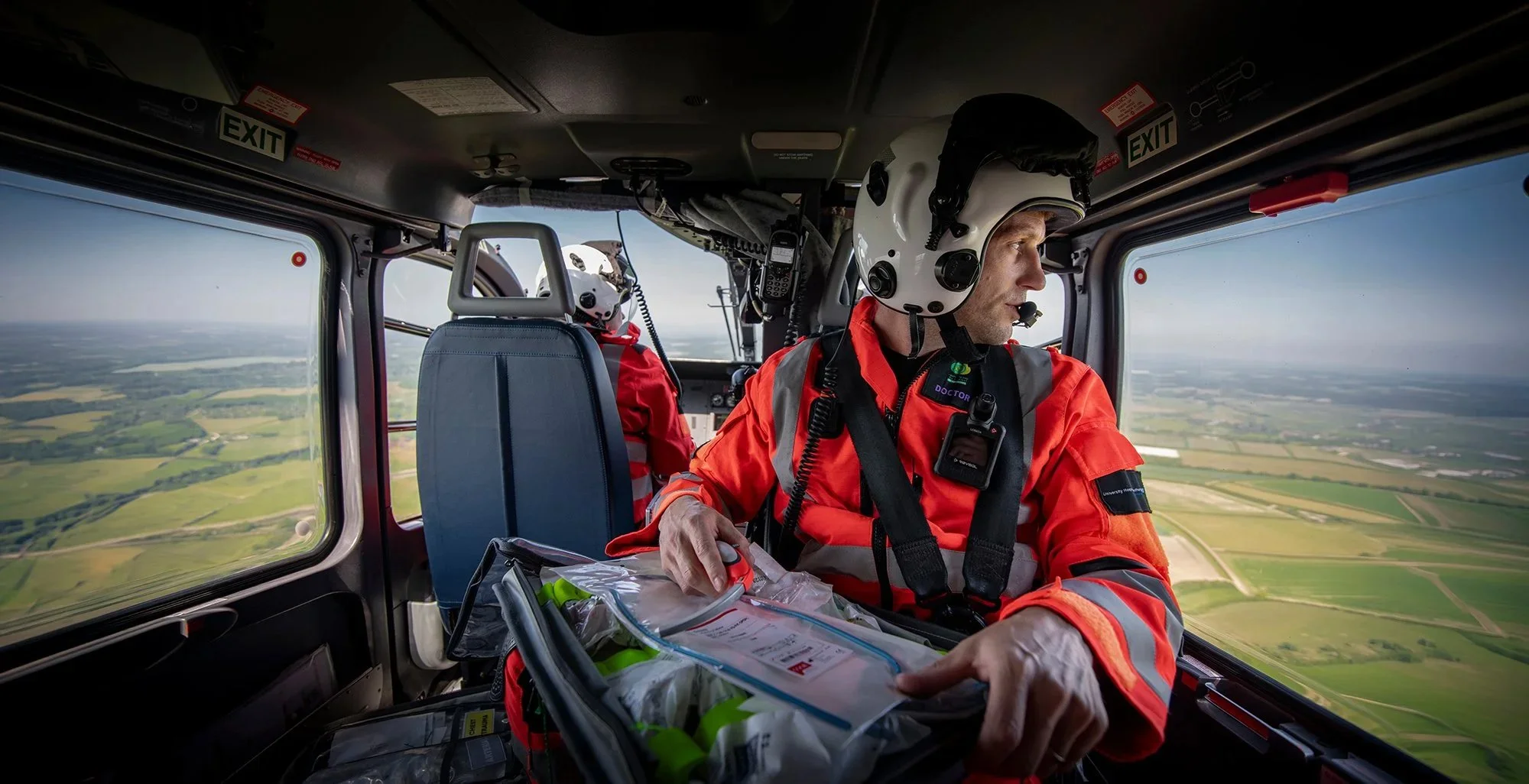 Air Ambulance Doctor in helicopter.