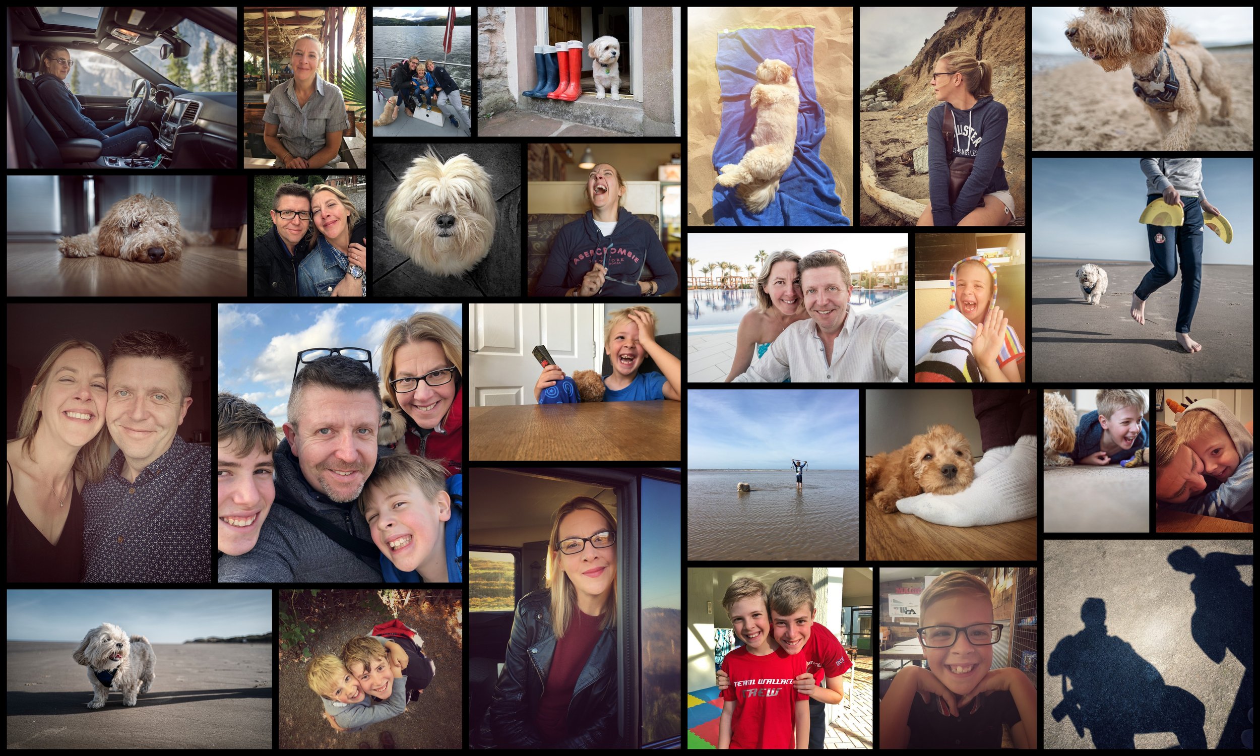 Montage of images of Tim Wallace and his family