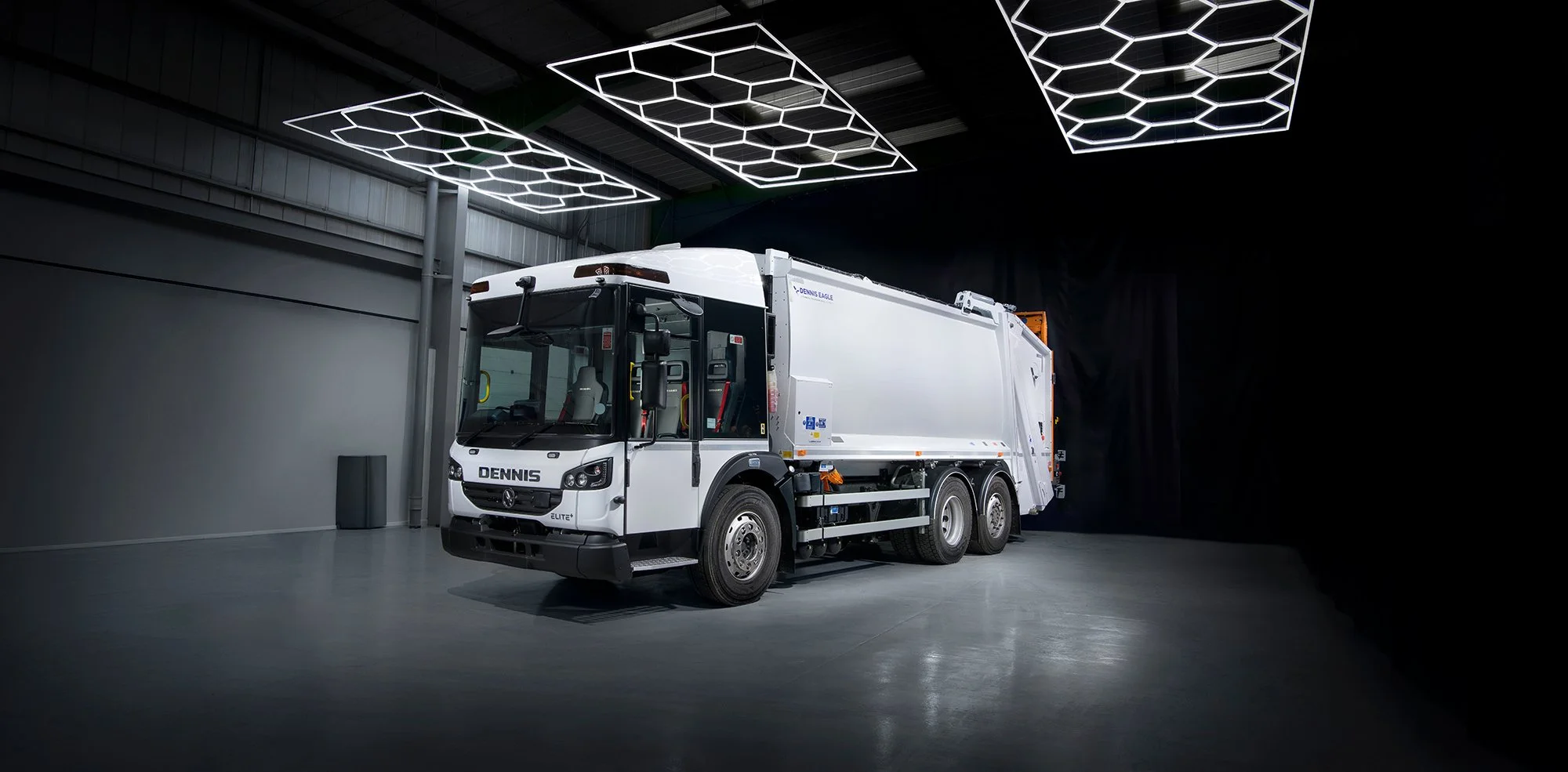 White Dennis Eagle Elite Plus truck photography by Tim Wallace.